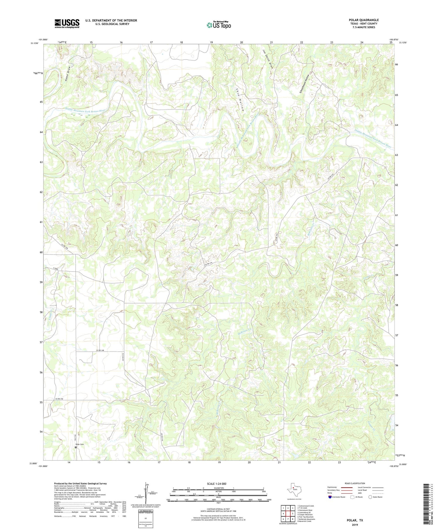 Polar Texas US Topo Map Image