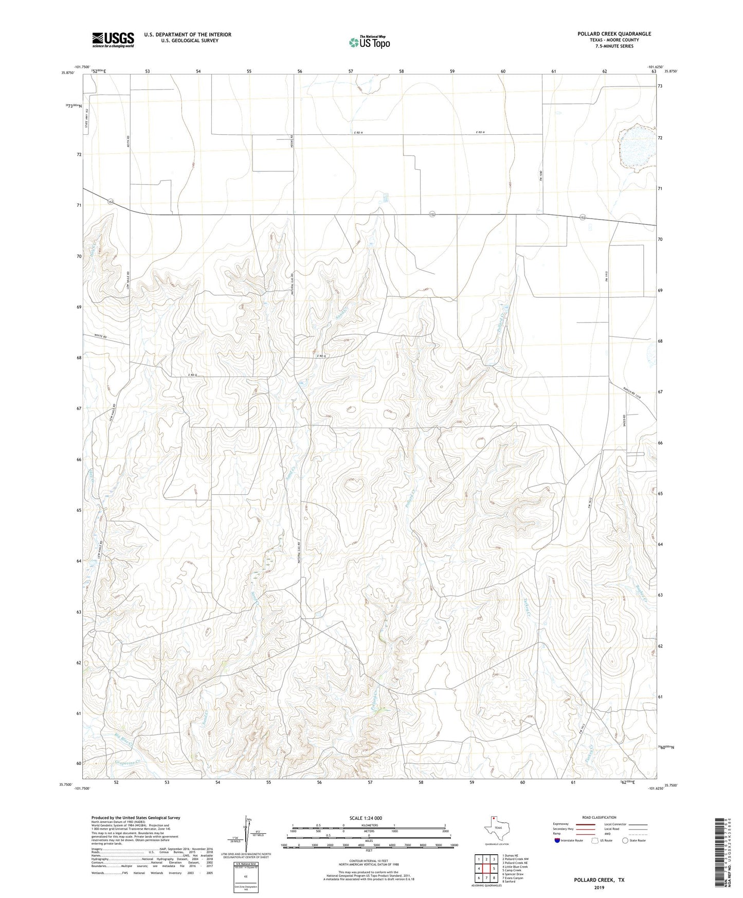 Pollard Creek Texas US Topo Map Image