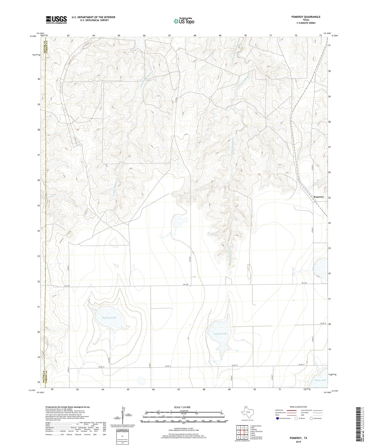 Pomeroy Texas US Topo Map Image