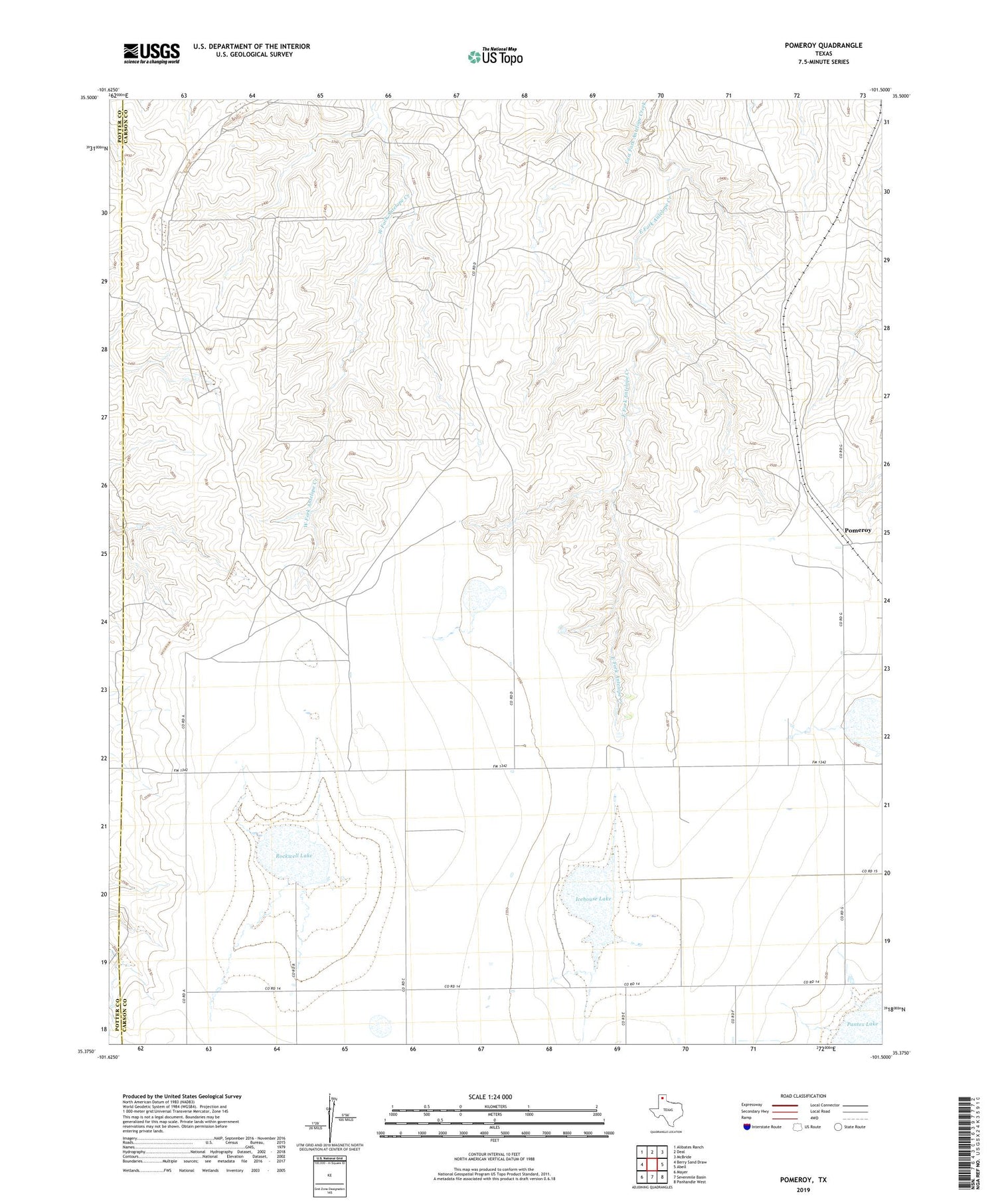 Pomeroy Texas US Topo Map Image