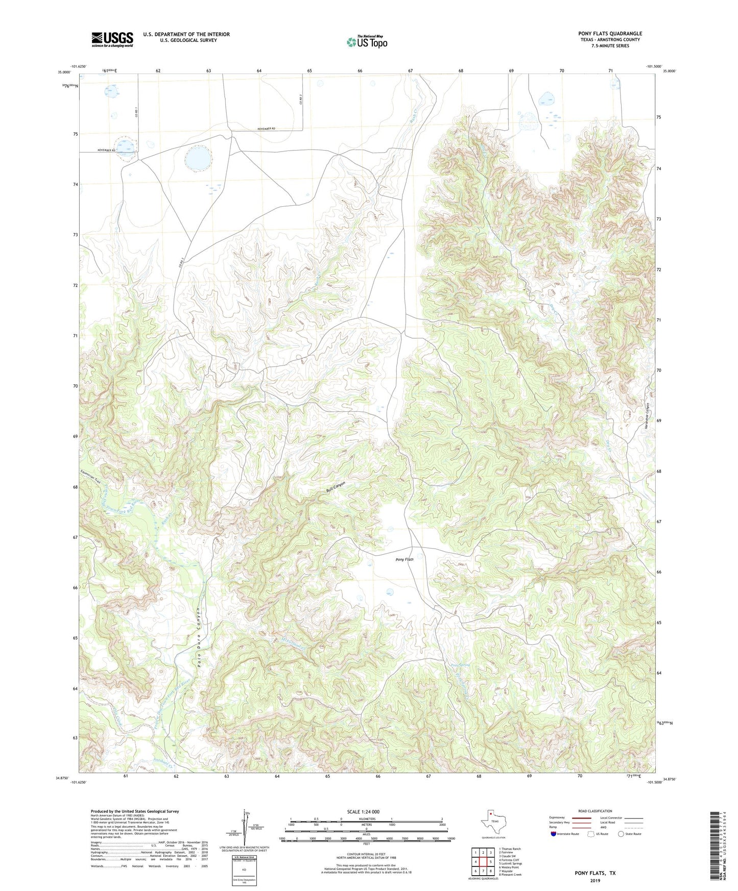 Pony Flats Texas US Topo Map Image