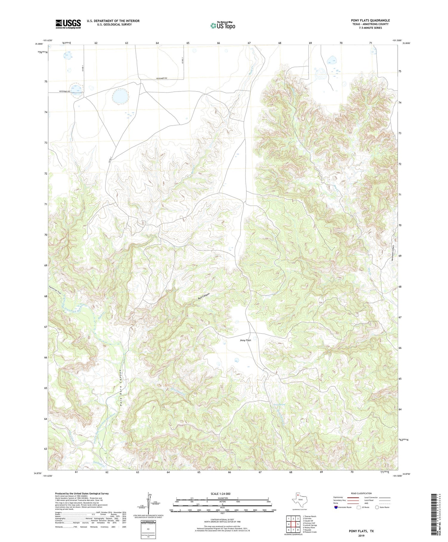 Pony Flats Texas US Topo Map Image