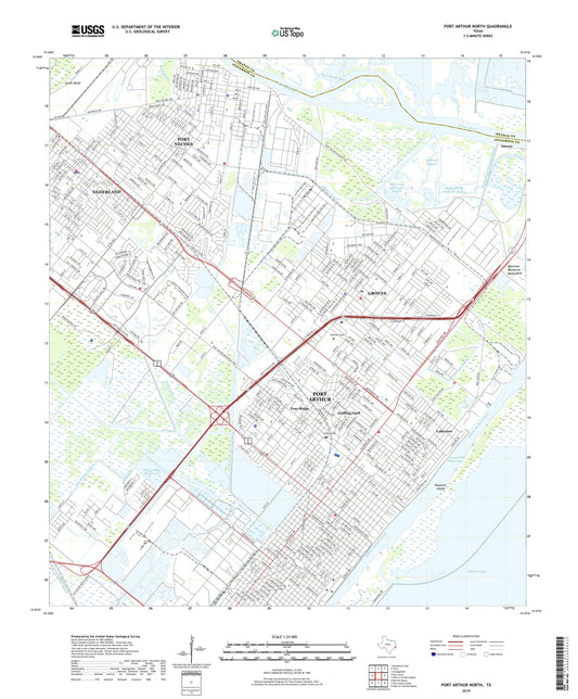 Port Arthur North Texas US Topo Map Image