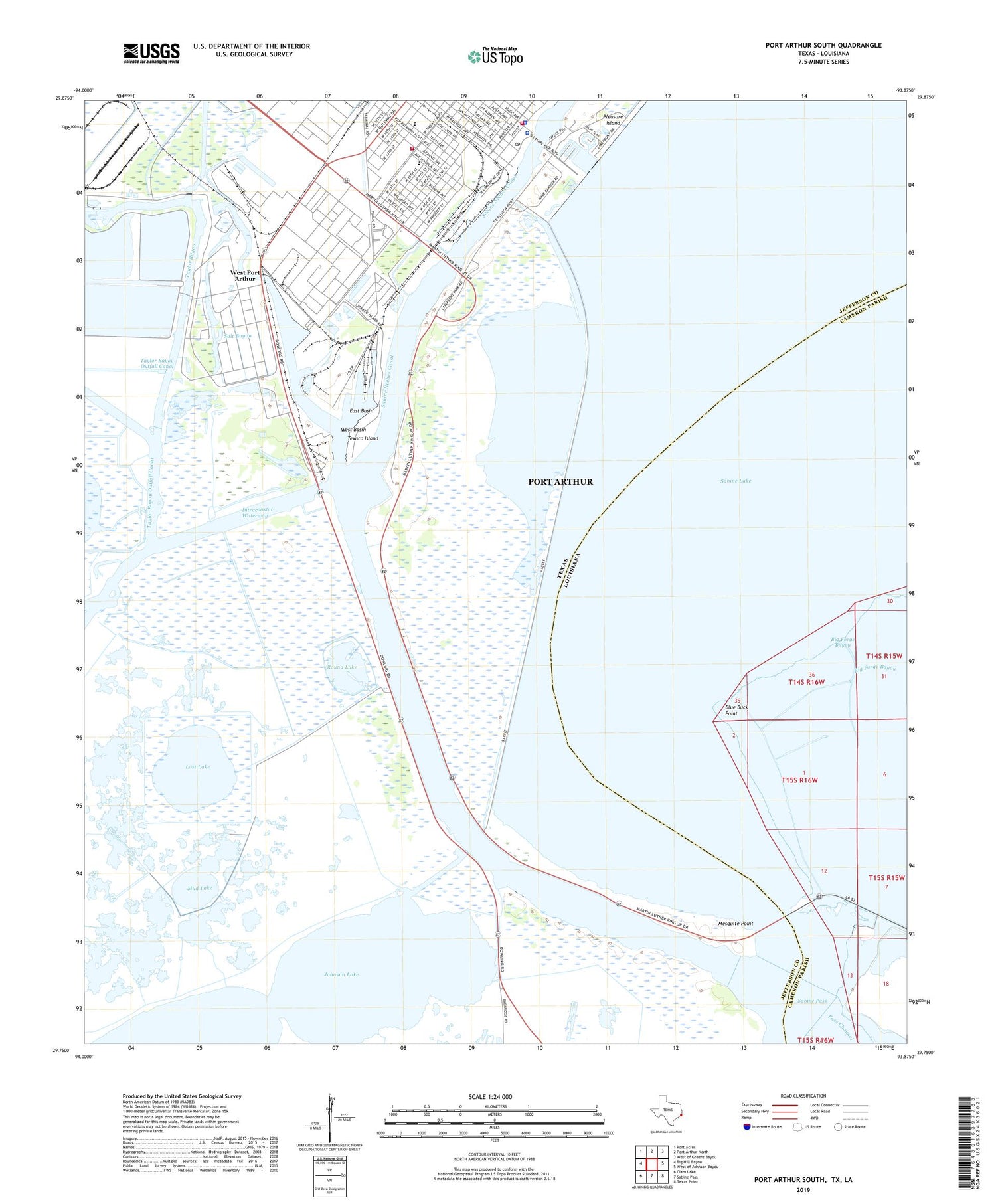 Port Arthur South Texas US Topo Map Image
