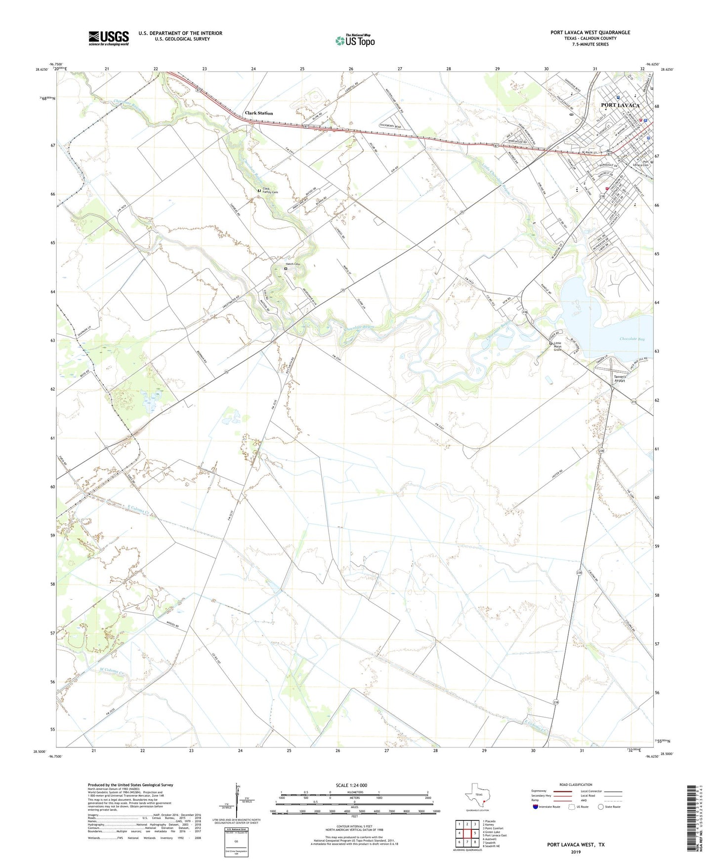 Port Lavaca West Texas US Topo Map Image