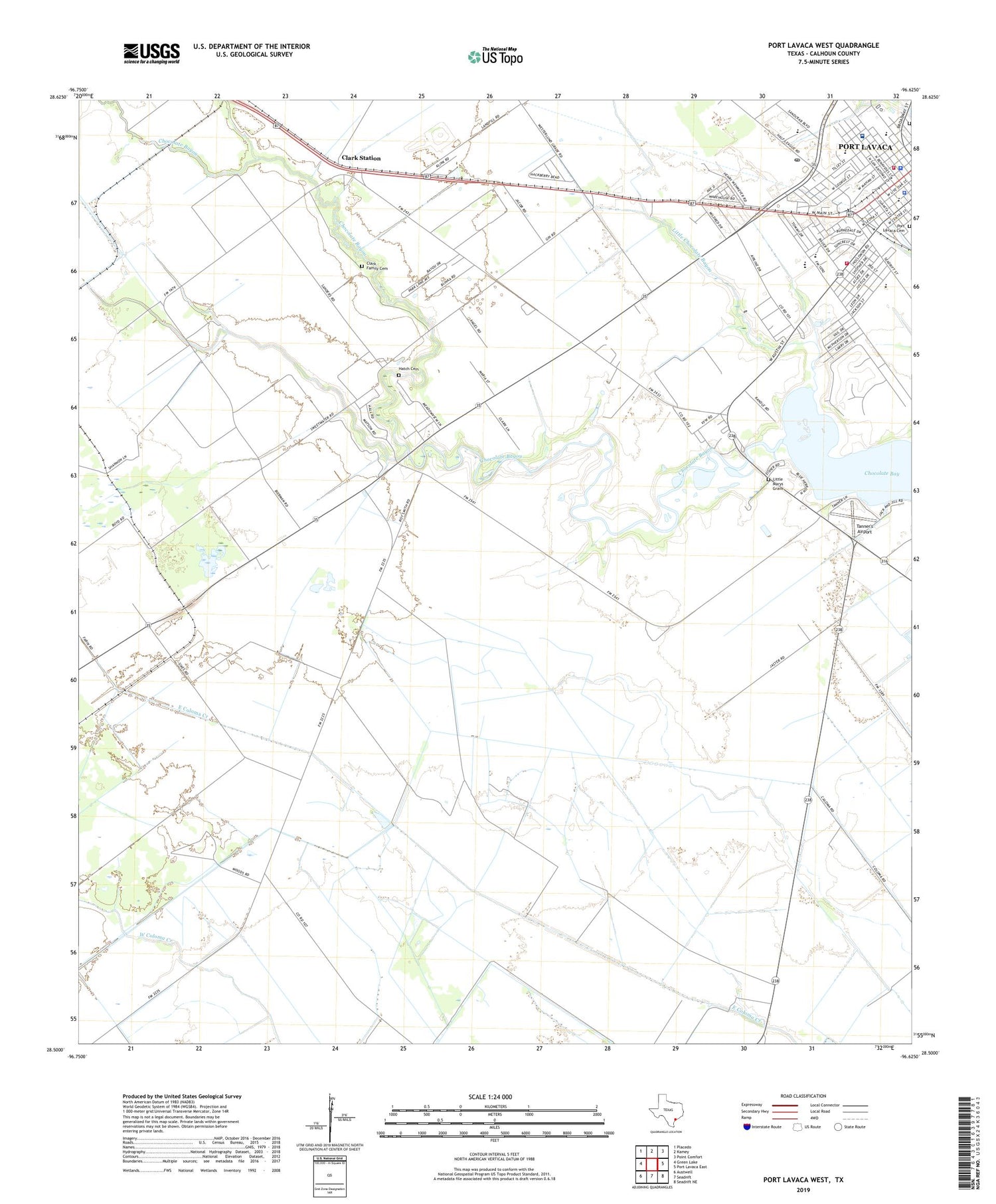 Port Lavaca West Texas US Topo Map Image