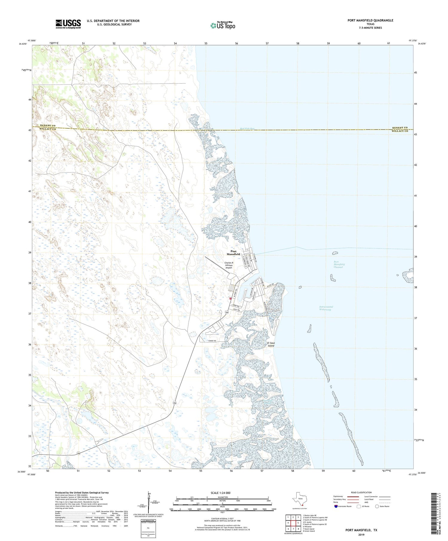 Port Mansfield Texas US Topo Map Image