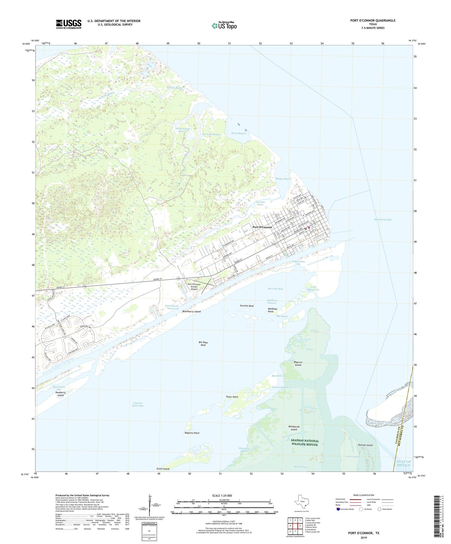 Port O'Connor Texas US Topo Map Image