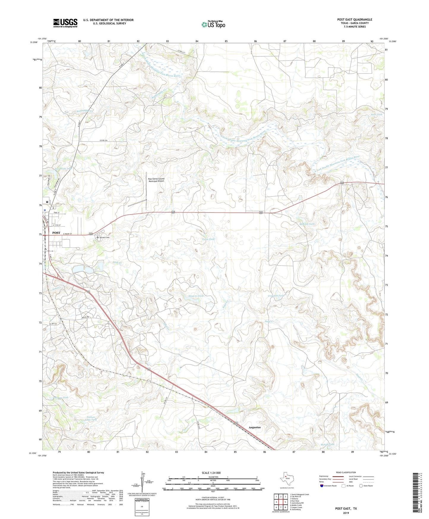 Post East Texas US Topo Map Image