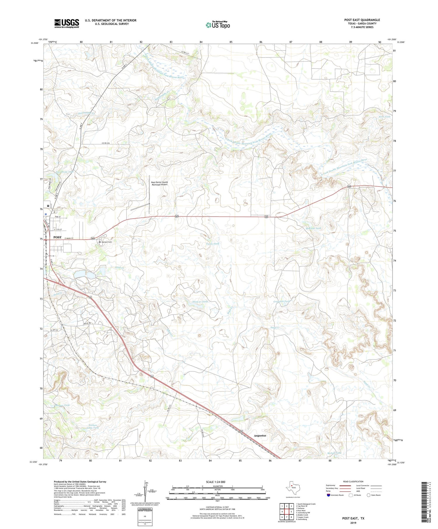 Post East Texas US Topo Map Image