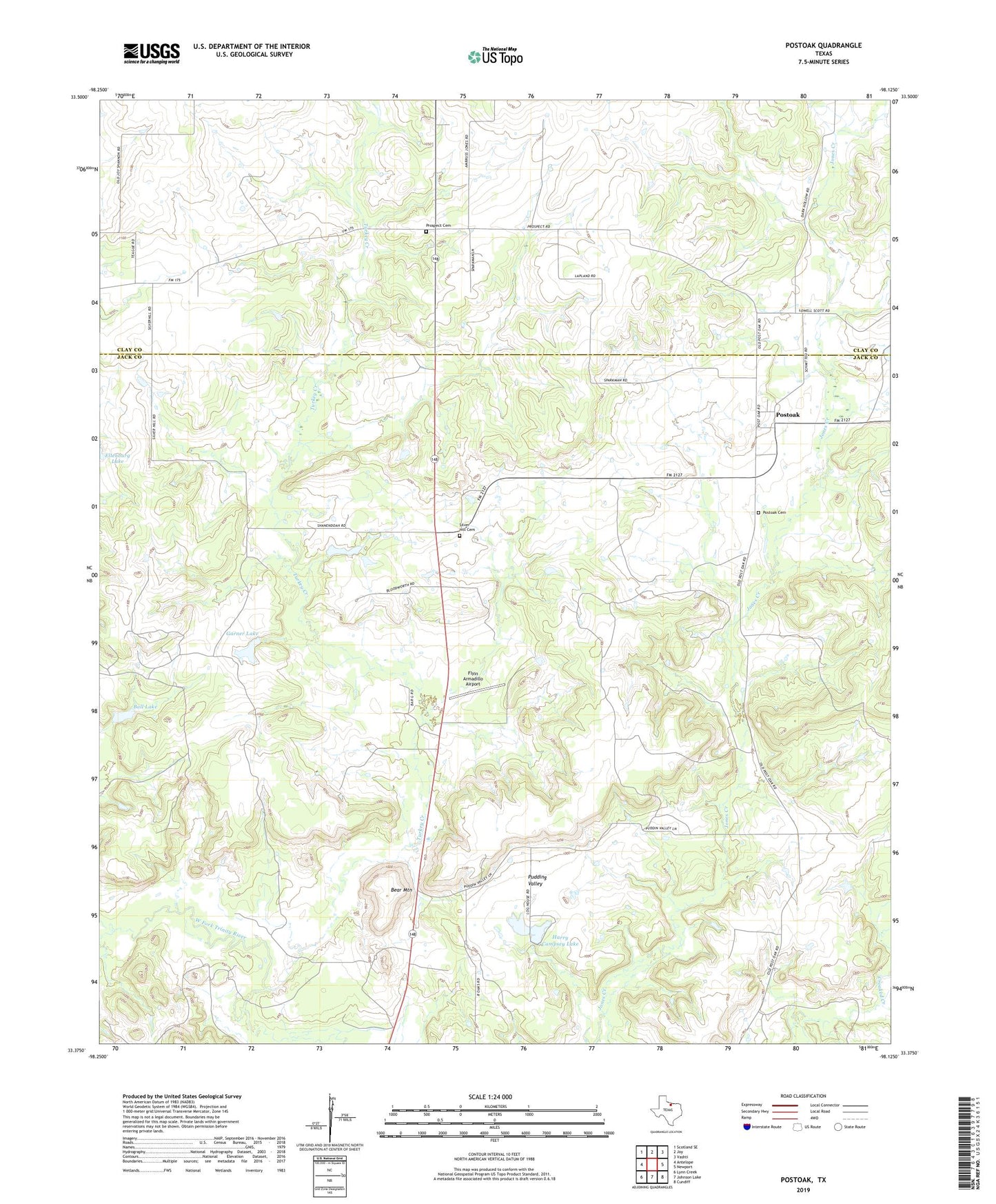 Postoak Texas US Topo Map Image