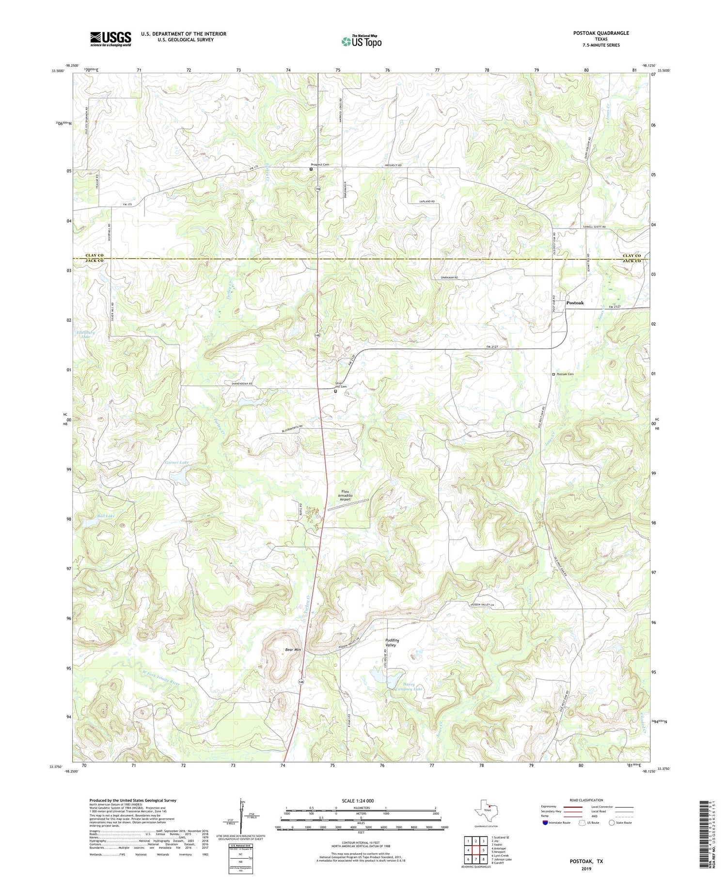 Postoak Texas US Topo Map Image