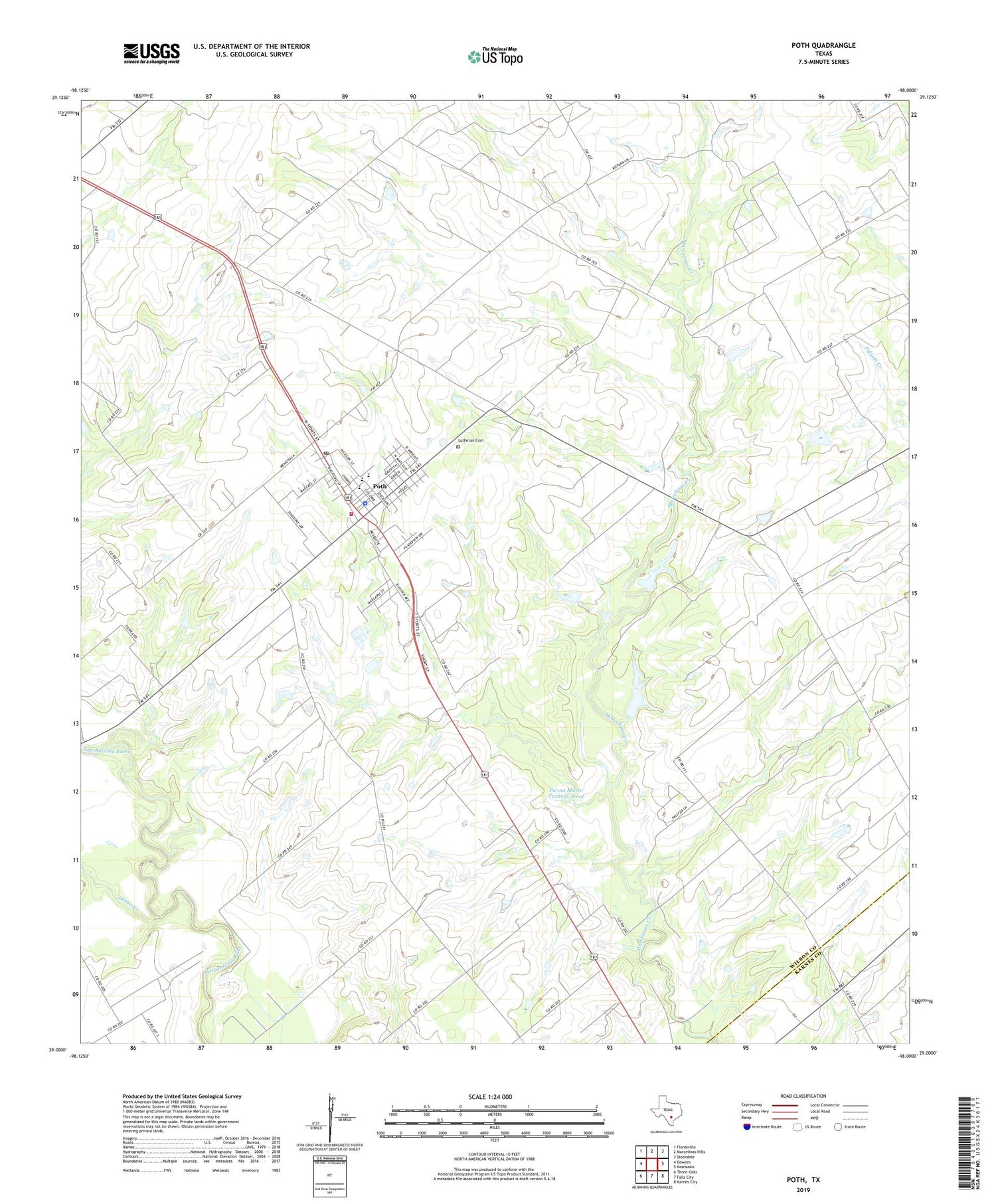 Poth Texas US Topo Map Image
