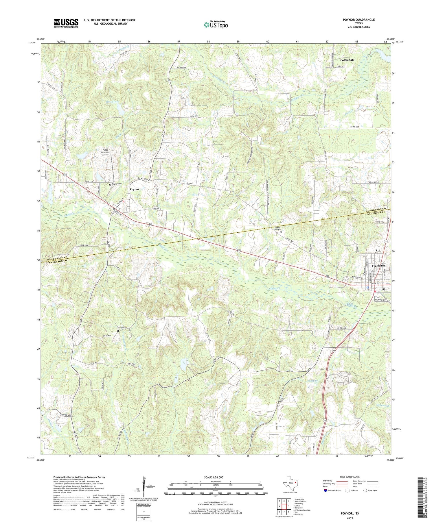 Poynor Texas US Topo Map Image