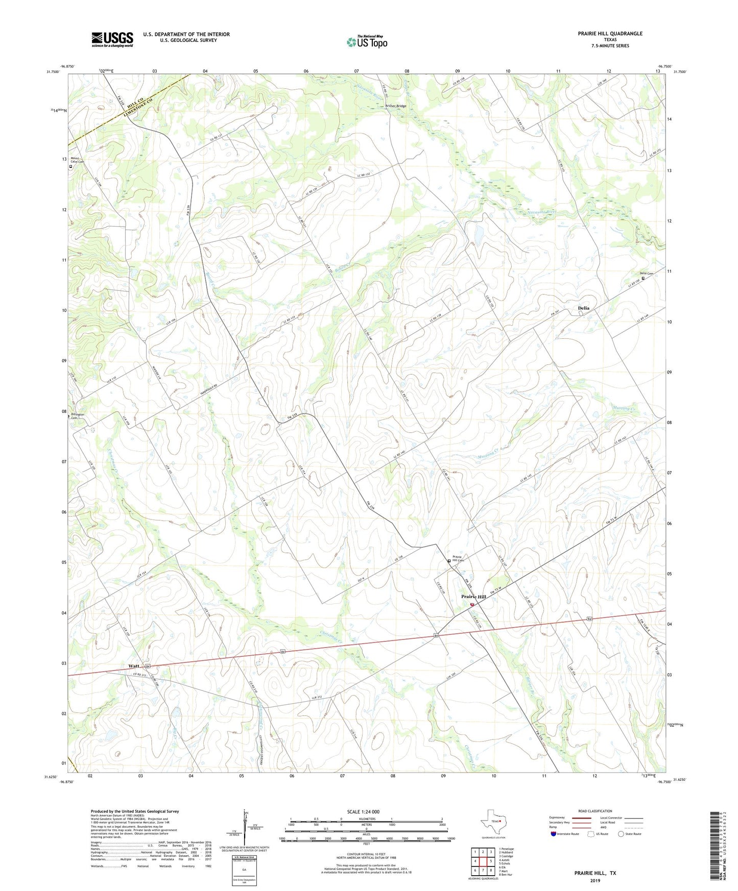 Prairie Hill Texas US Topo Map Image