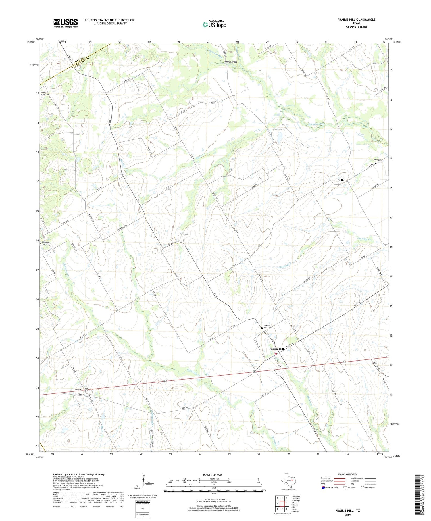 Prairie Hill Texas US Topo Map Image