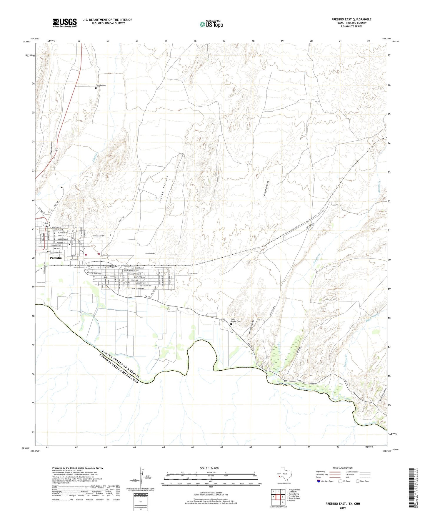 Presidio East Texas US Topo Map Image