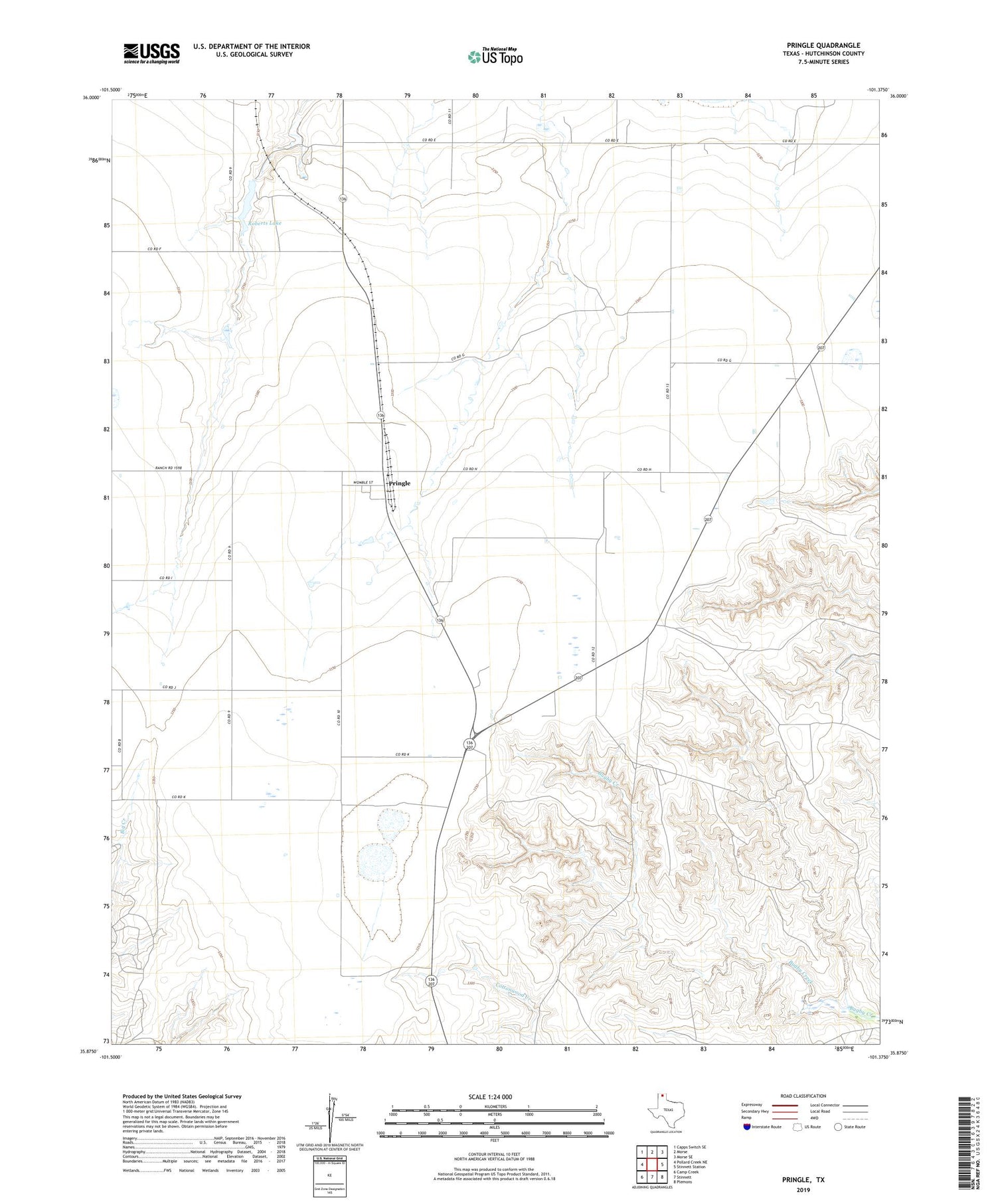 Pringle Texas US Topo Map Image