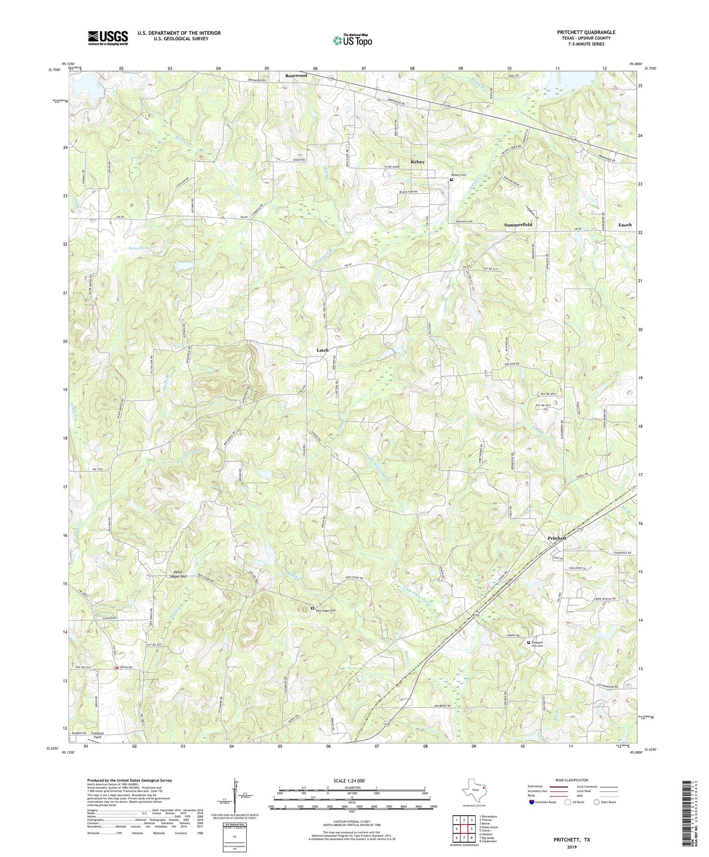 Pritchett Texas US Topo Map Image