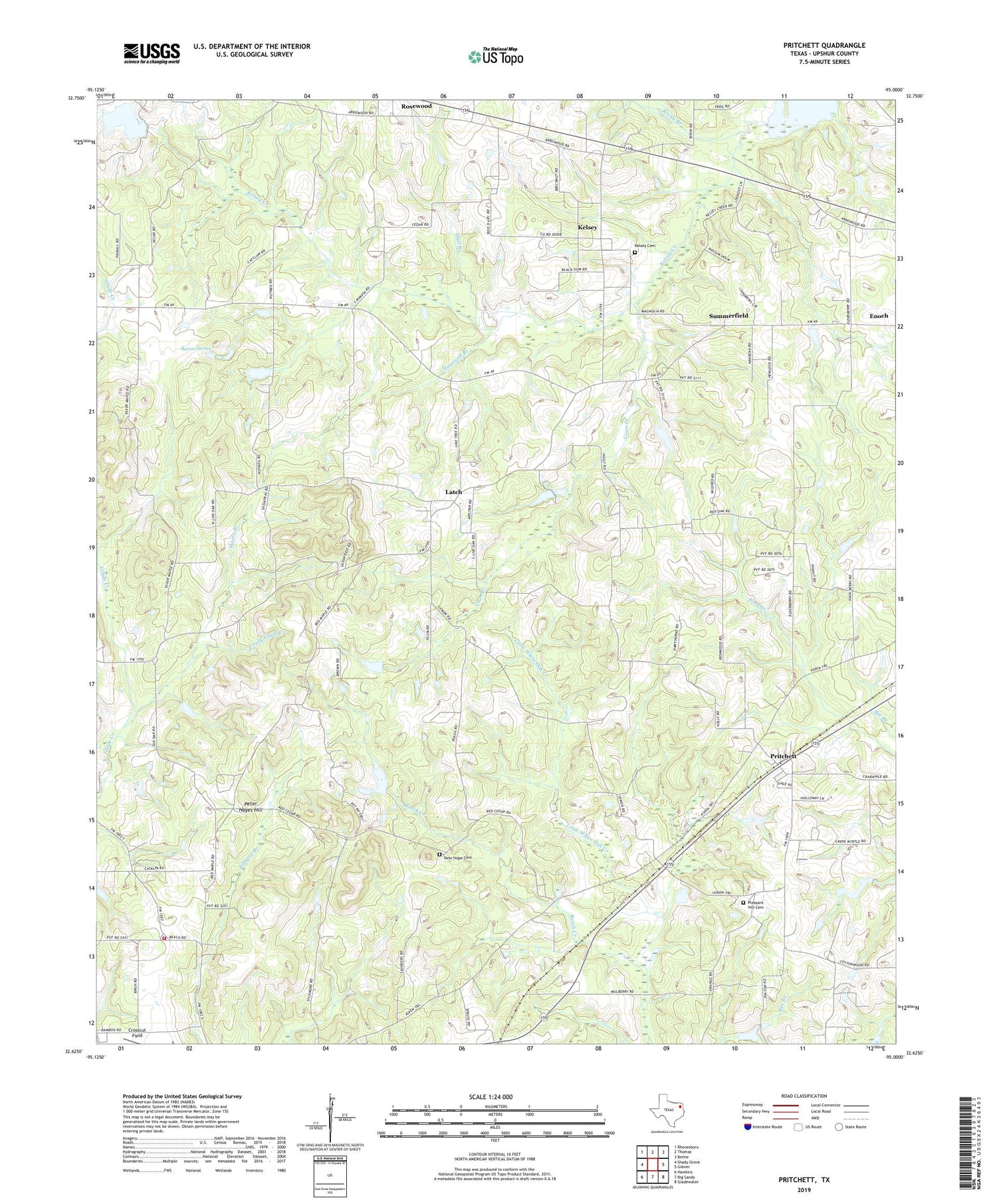 Pritchett Texas US Topo Map Image