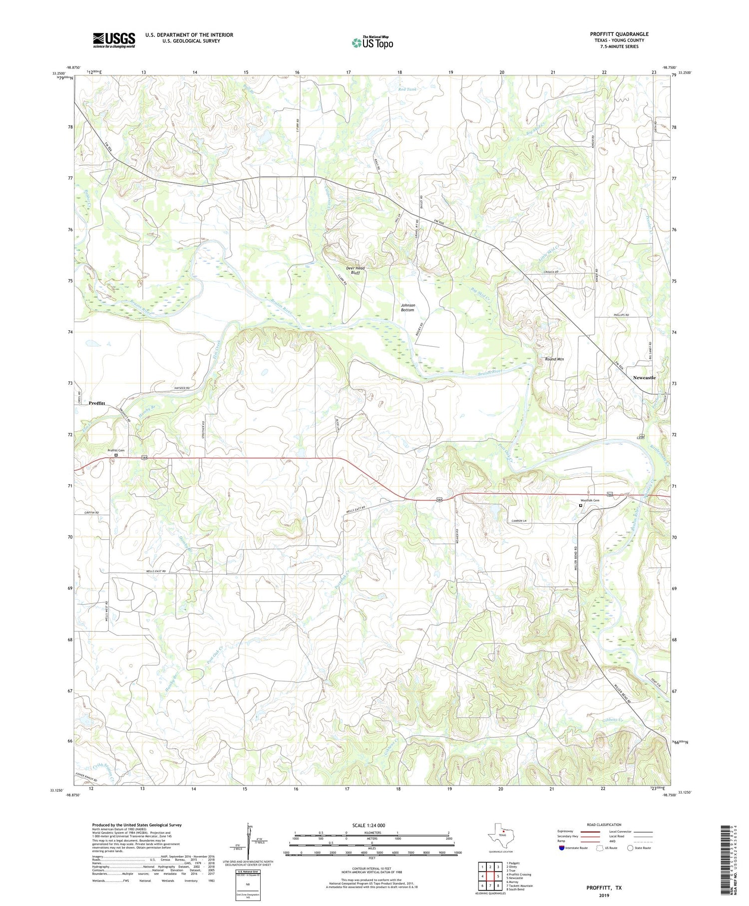Proffitt Texas US Topo Map Image