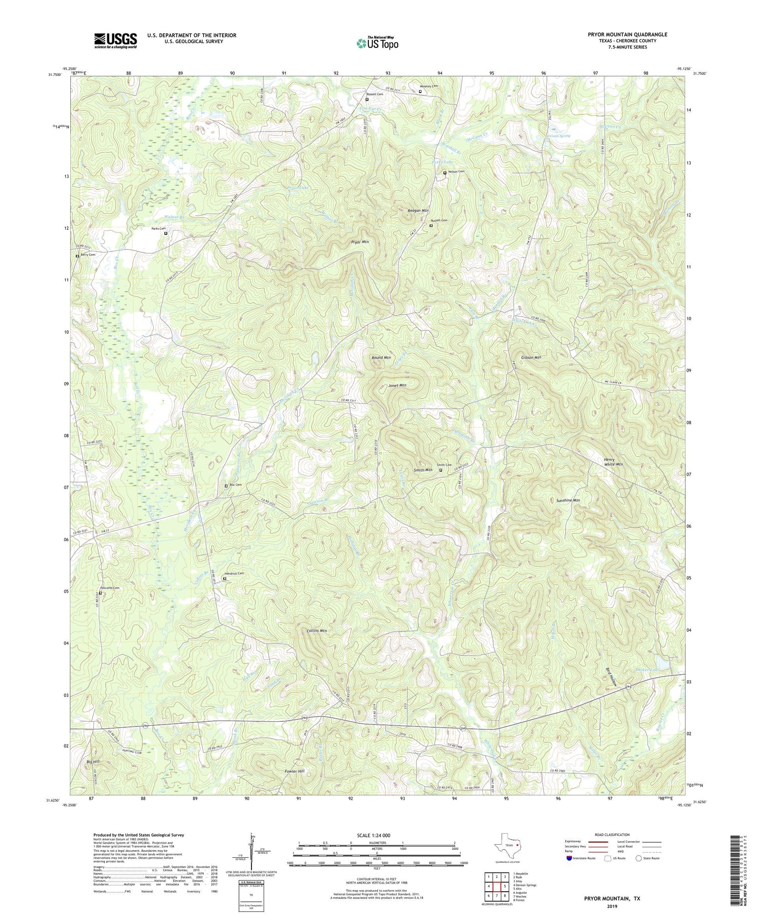 Pryor Mountain Texas US Topo Map Image