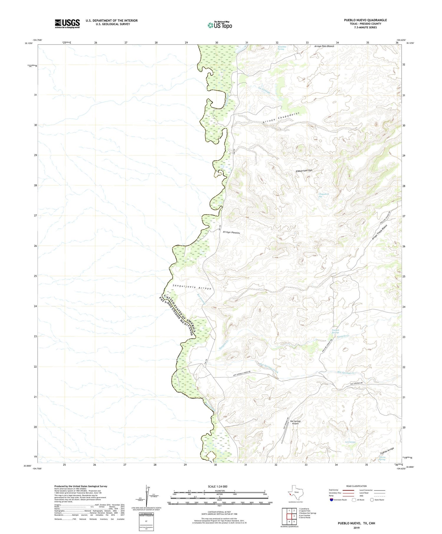 Pueblo Nuevo Texas US Topo Map Image