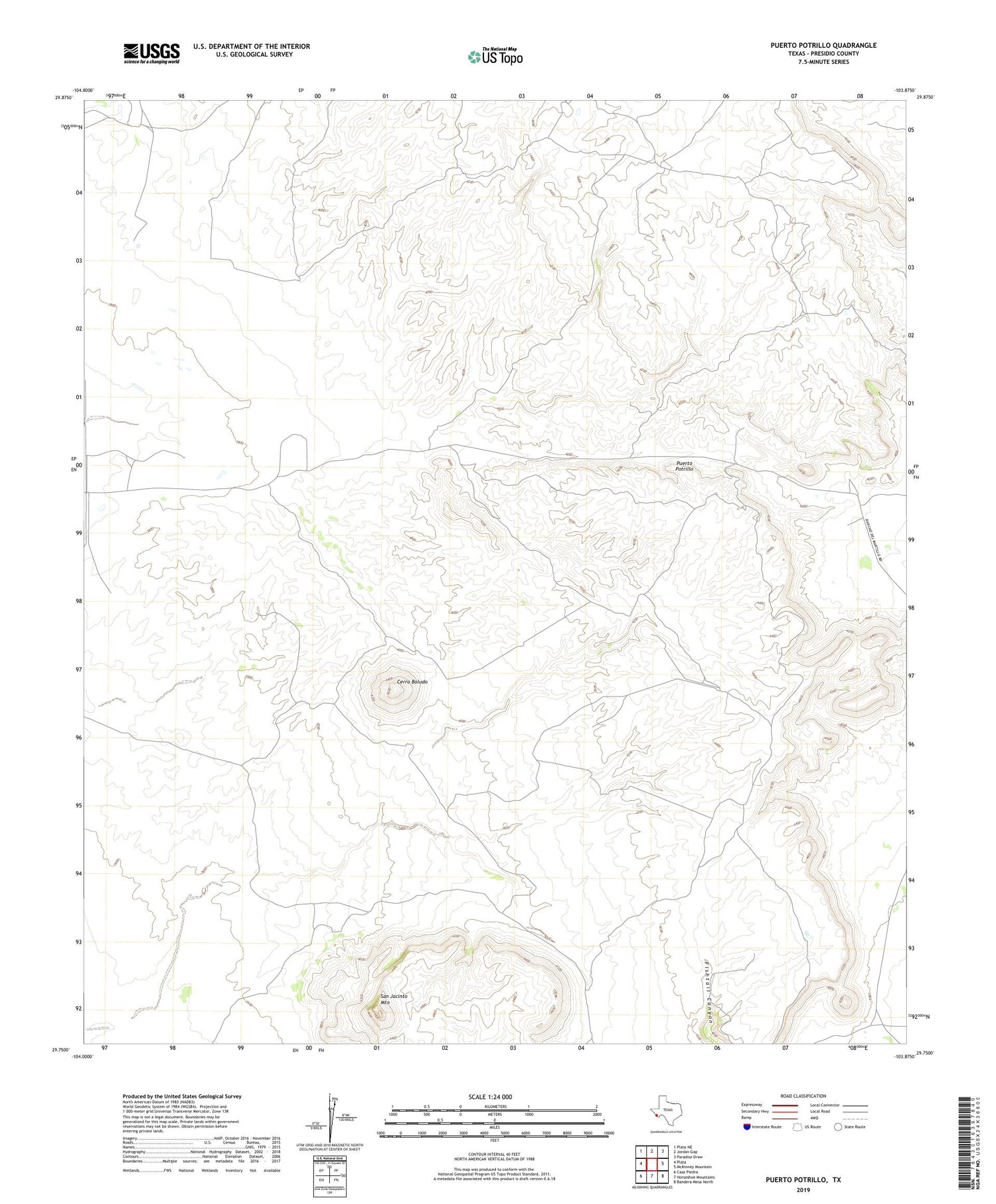 Puerto Potrillo Texas US Topo Map Image