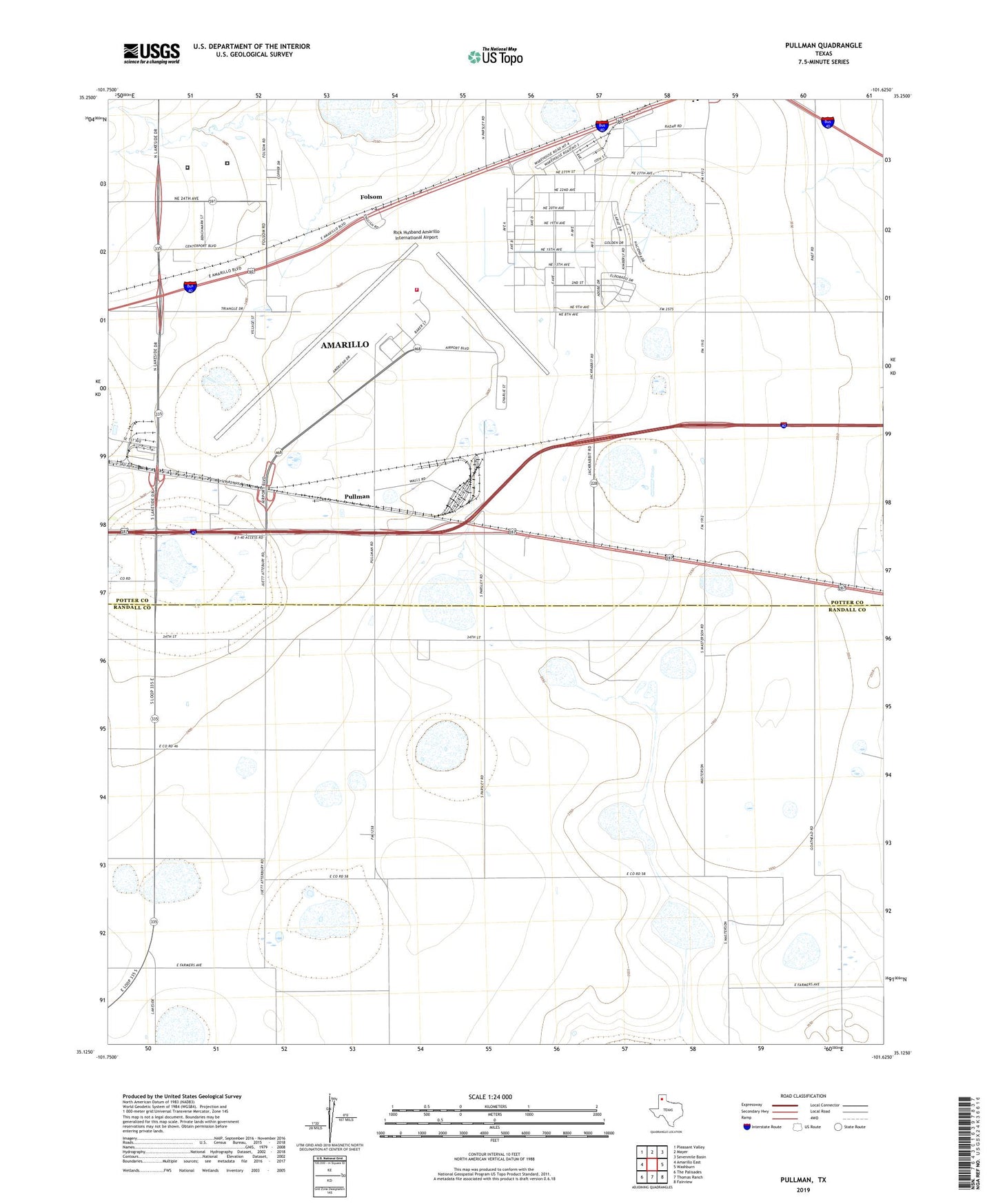 Pullman Texas US Topo Map Image