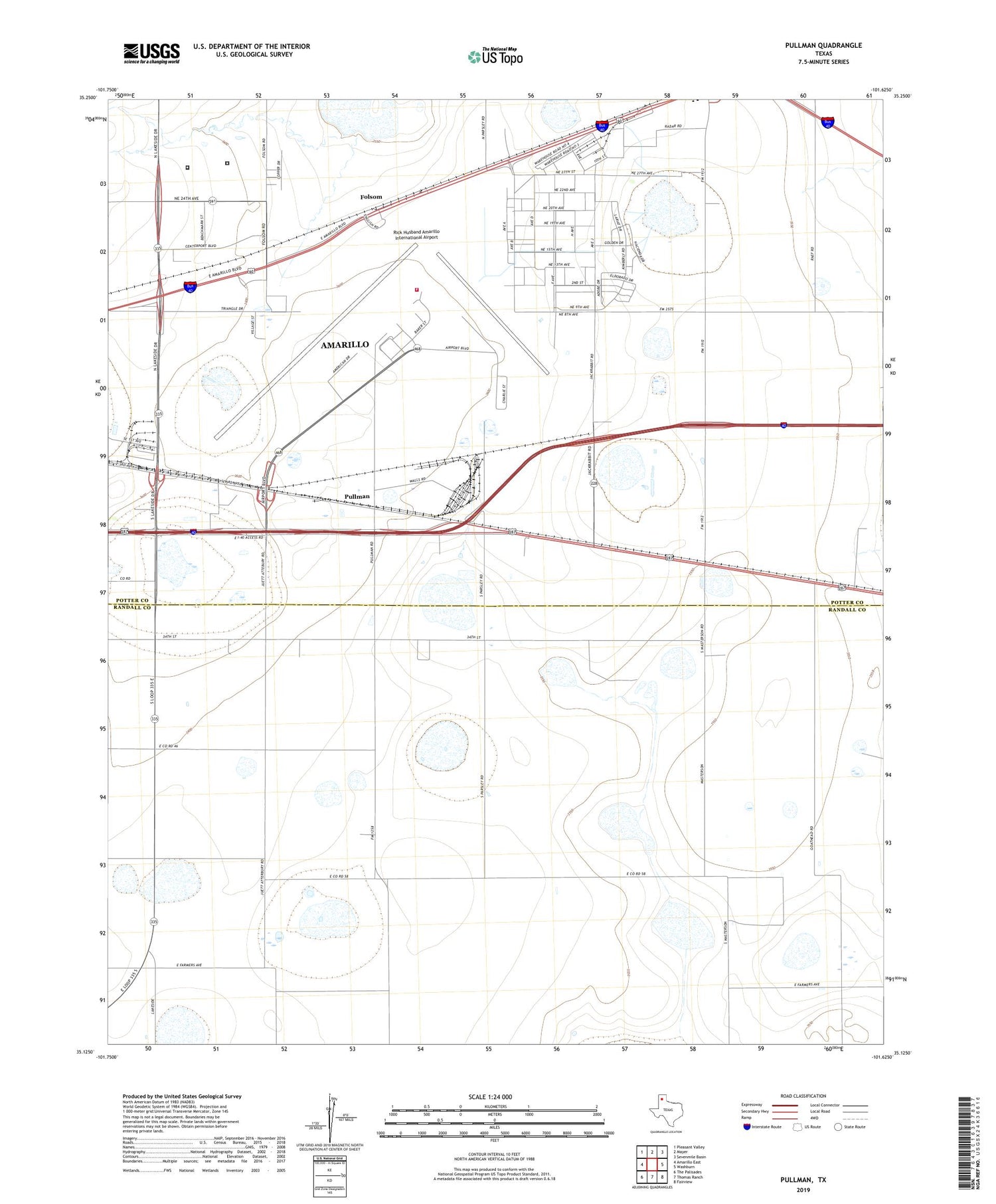 Pullman Texas US Topo Map Image
