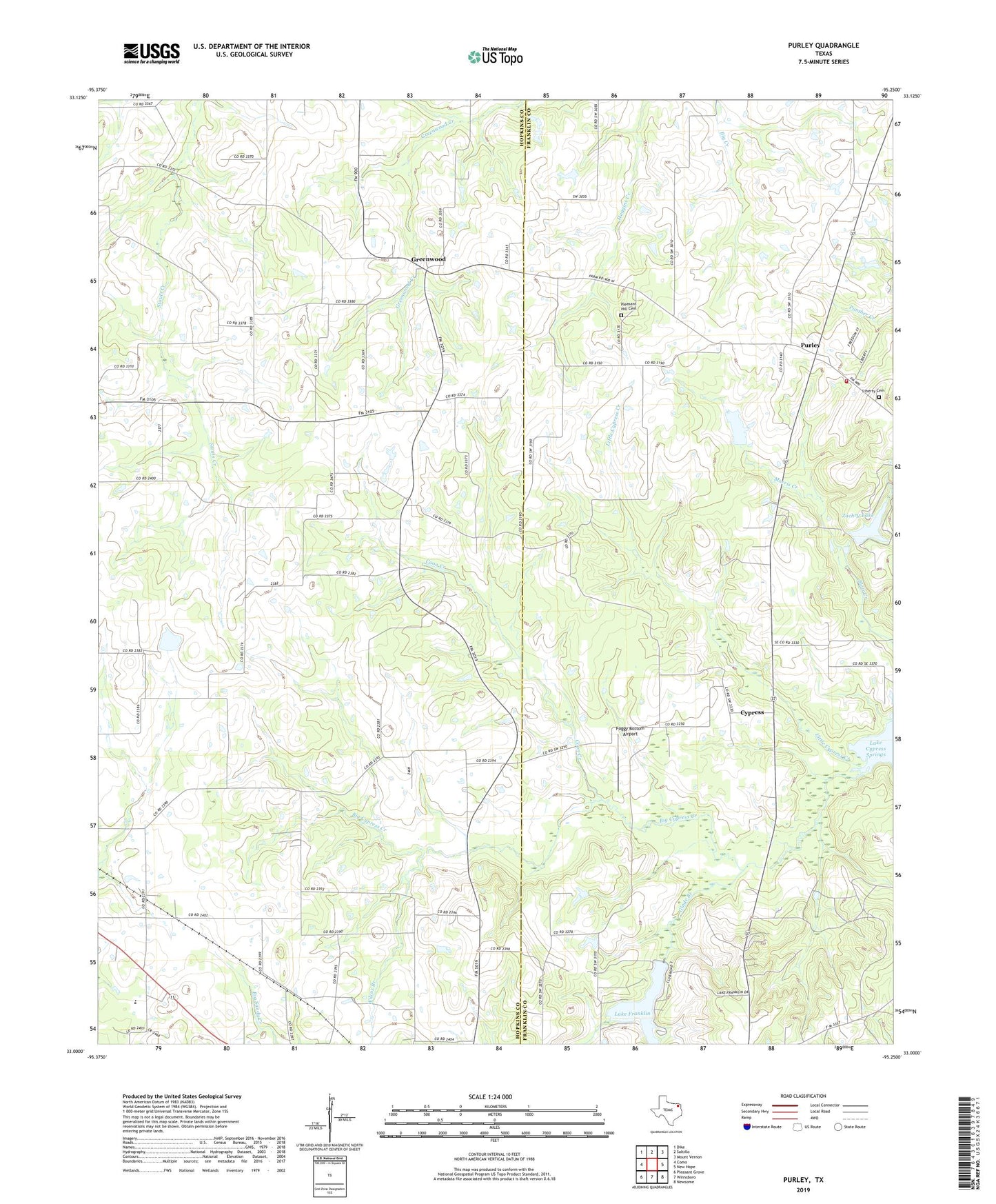 Purley Texas US Topo Map Image