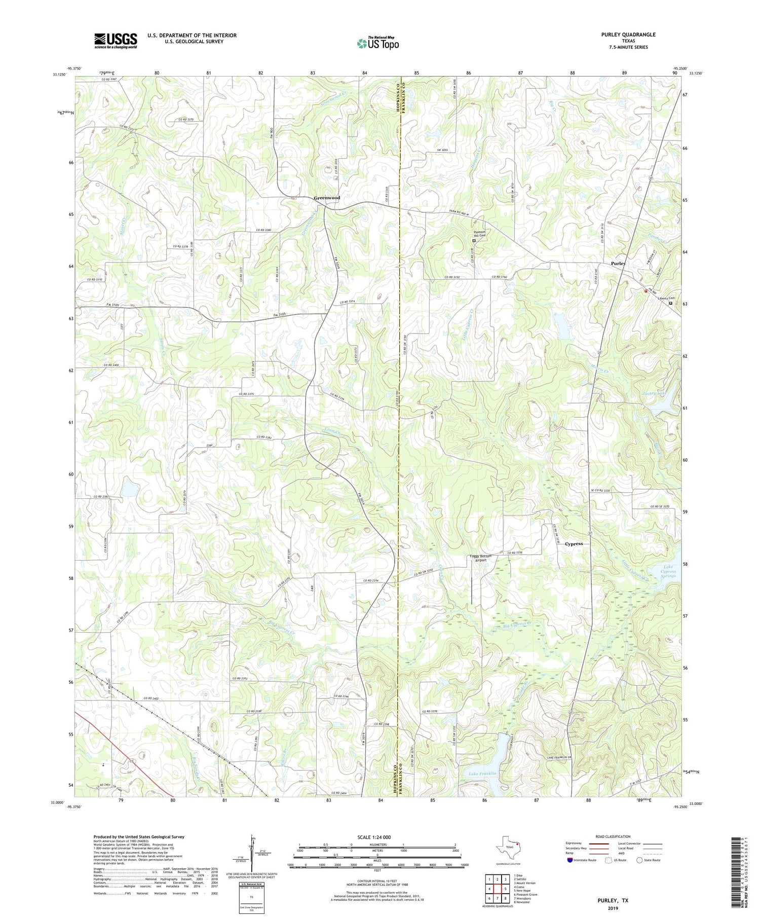 Purley Texas US Topo Map Image