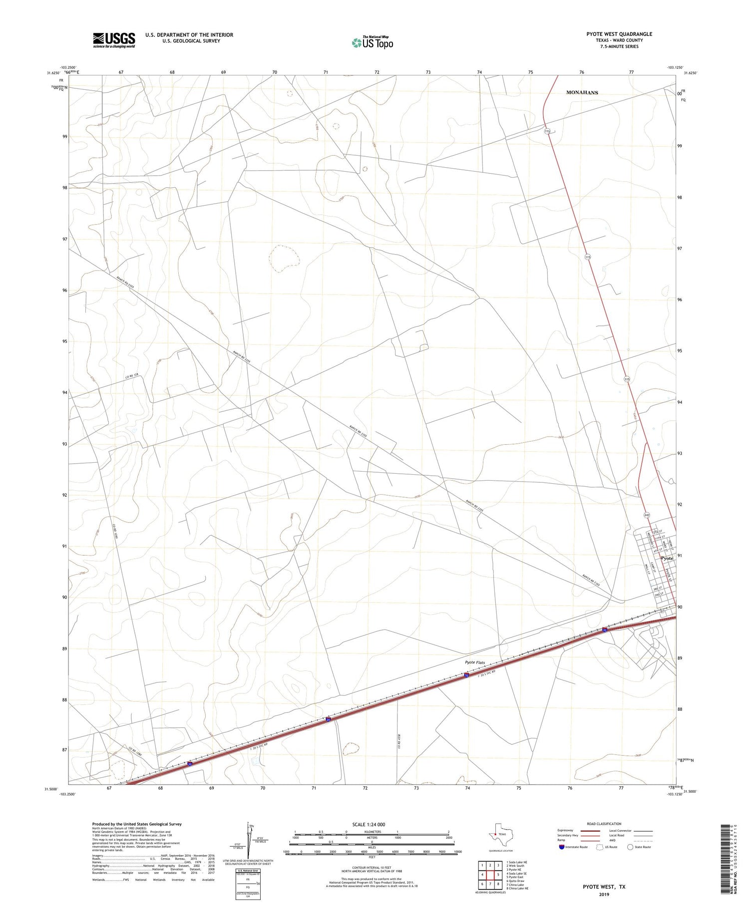 Pyote West Texas US Topo Map Image