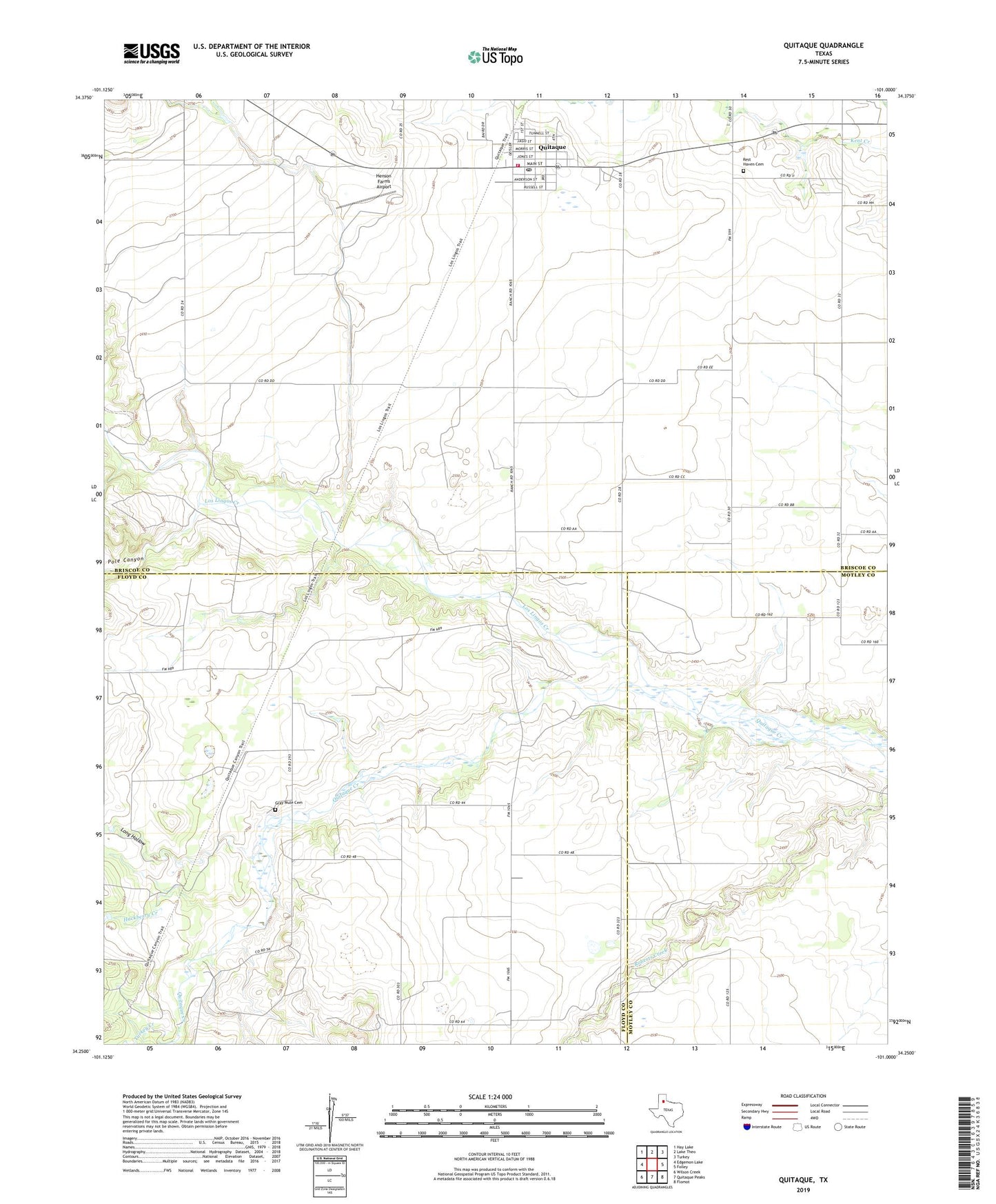 Quitaque Texas US Topo Map Image