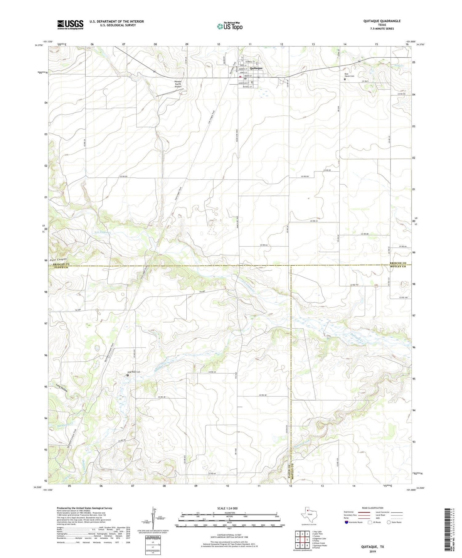 Quitaque Texas US Topo Map Image