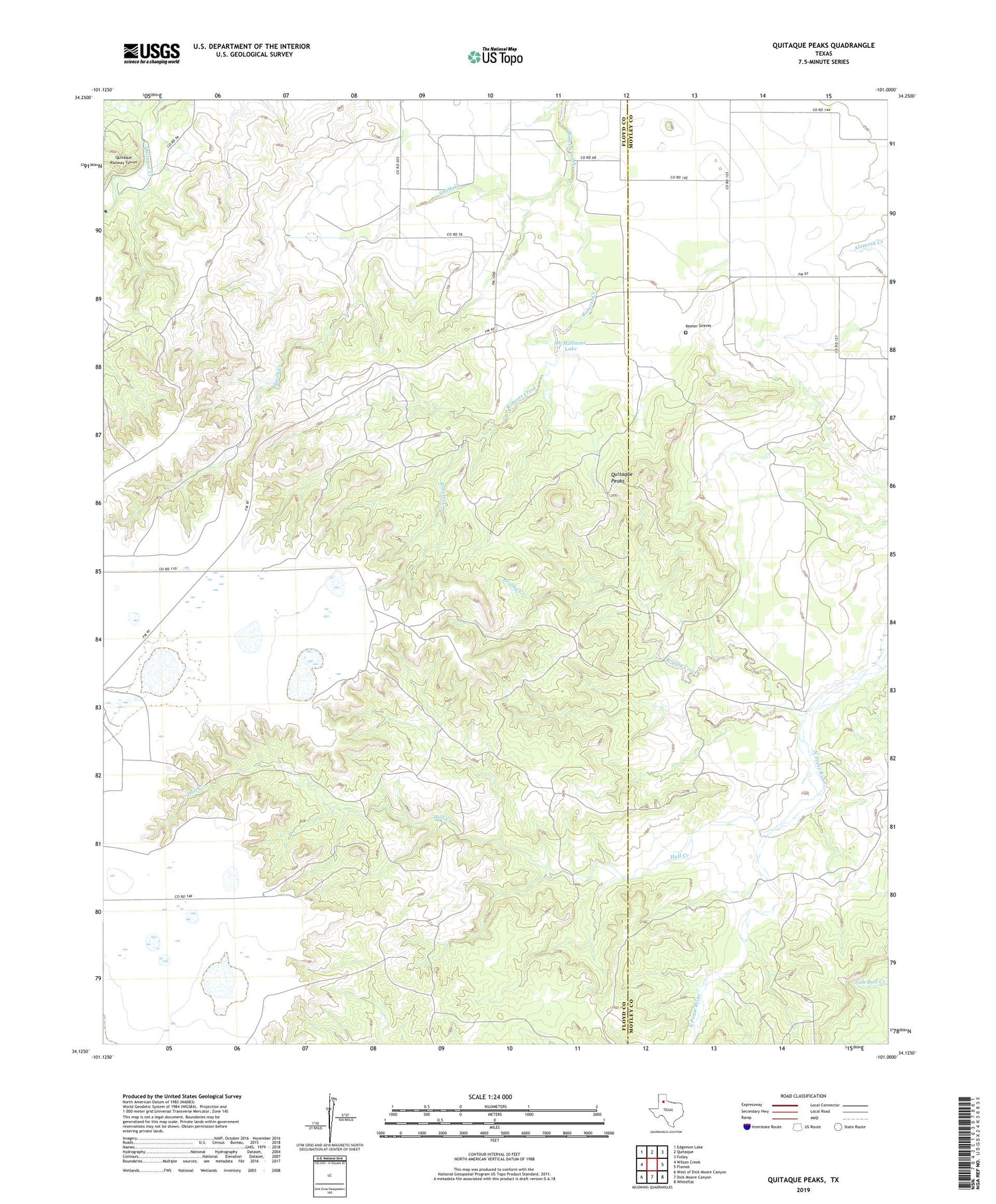 Quitaque Peaks Texas US Topo Map Image