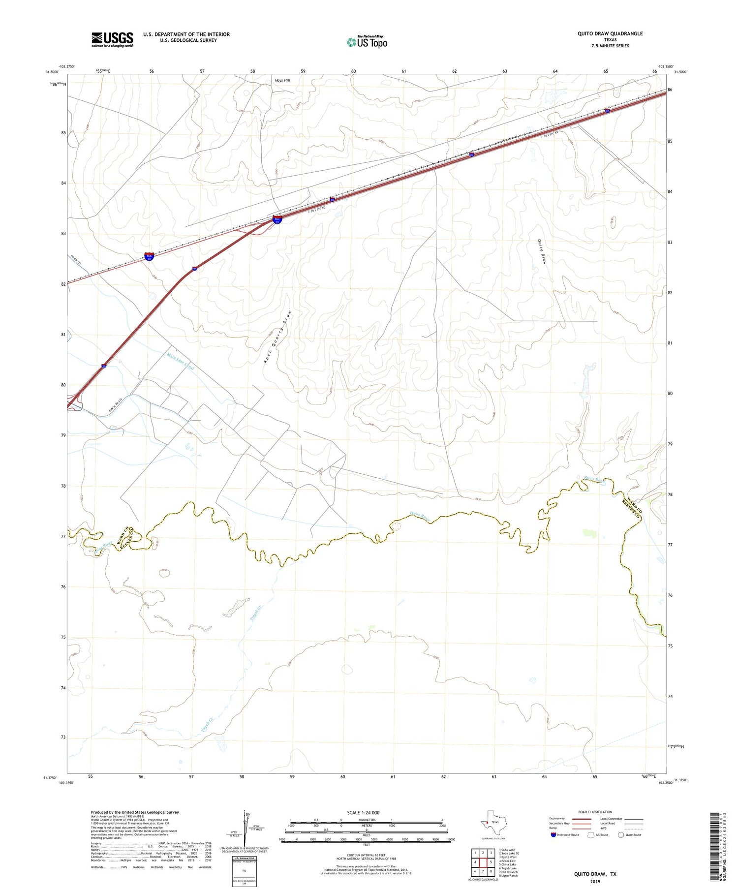 Quito Draw Texas US Topo Map Image