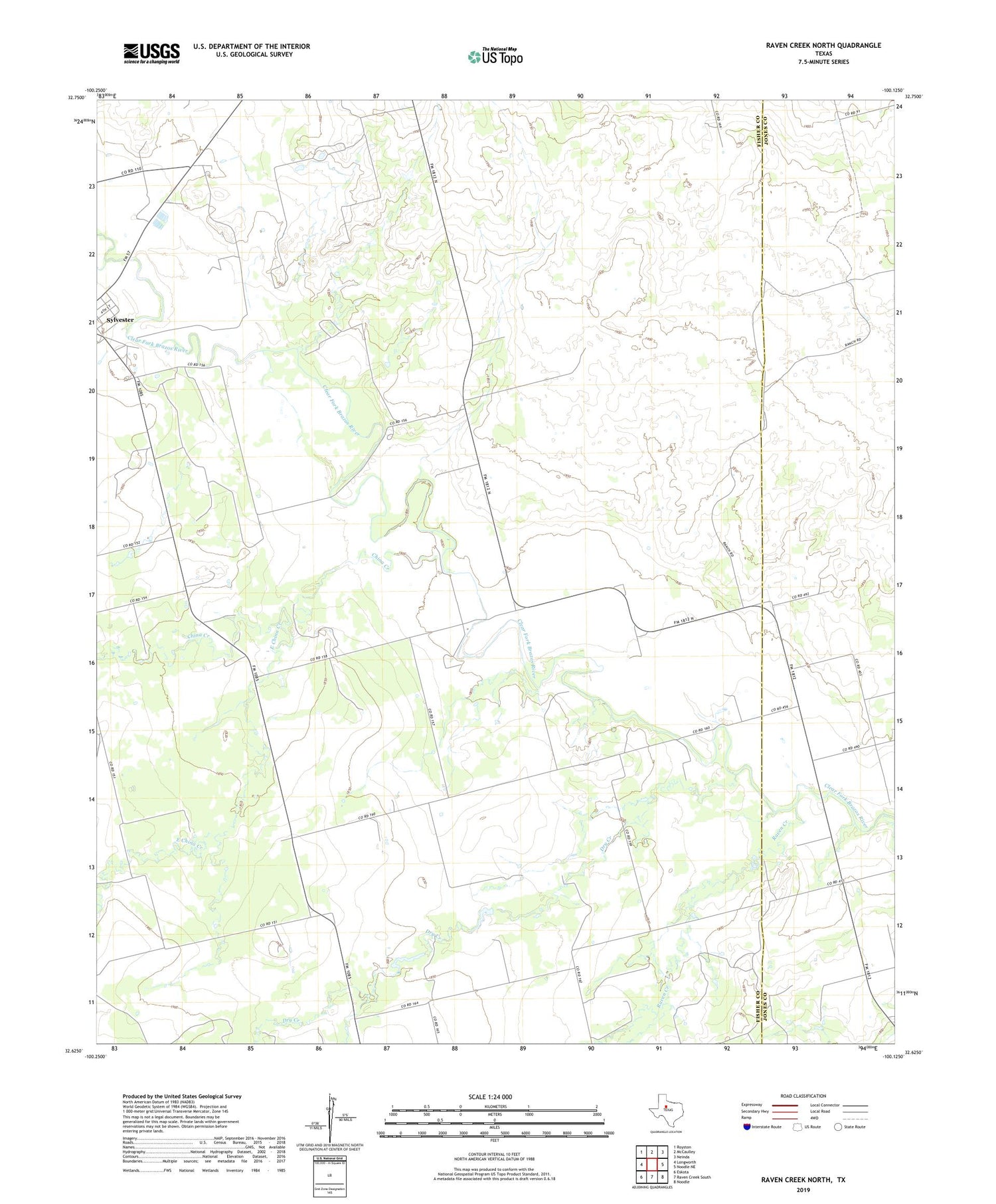 Raven Creek North Texas US Topo Map Image