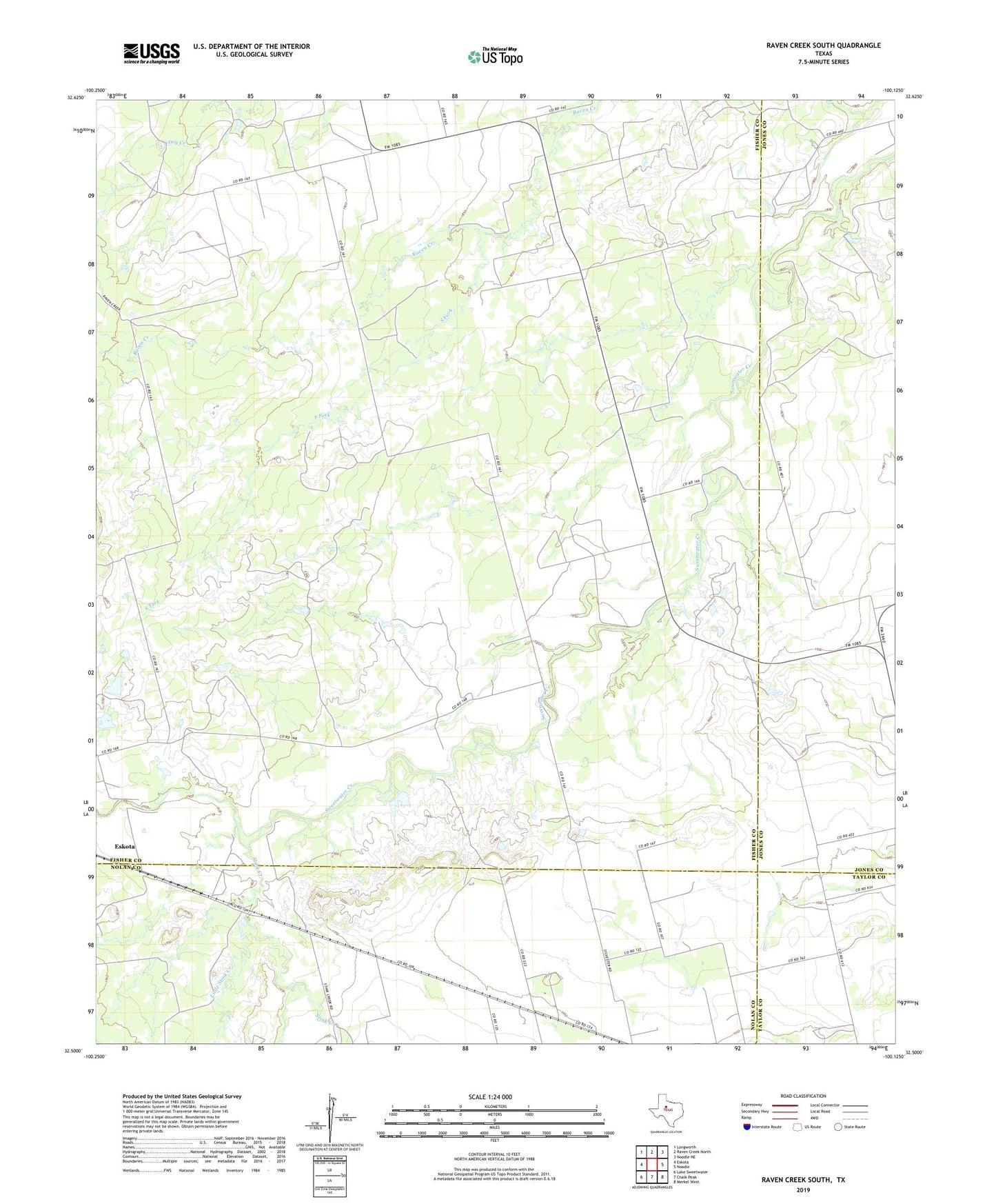 Raven Creek South Texas US Topo Map Image
