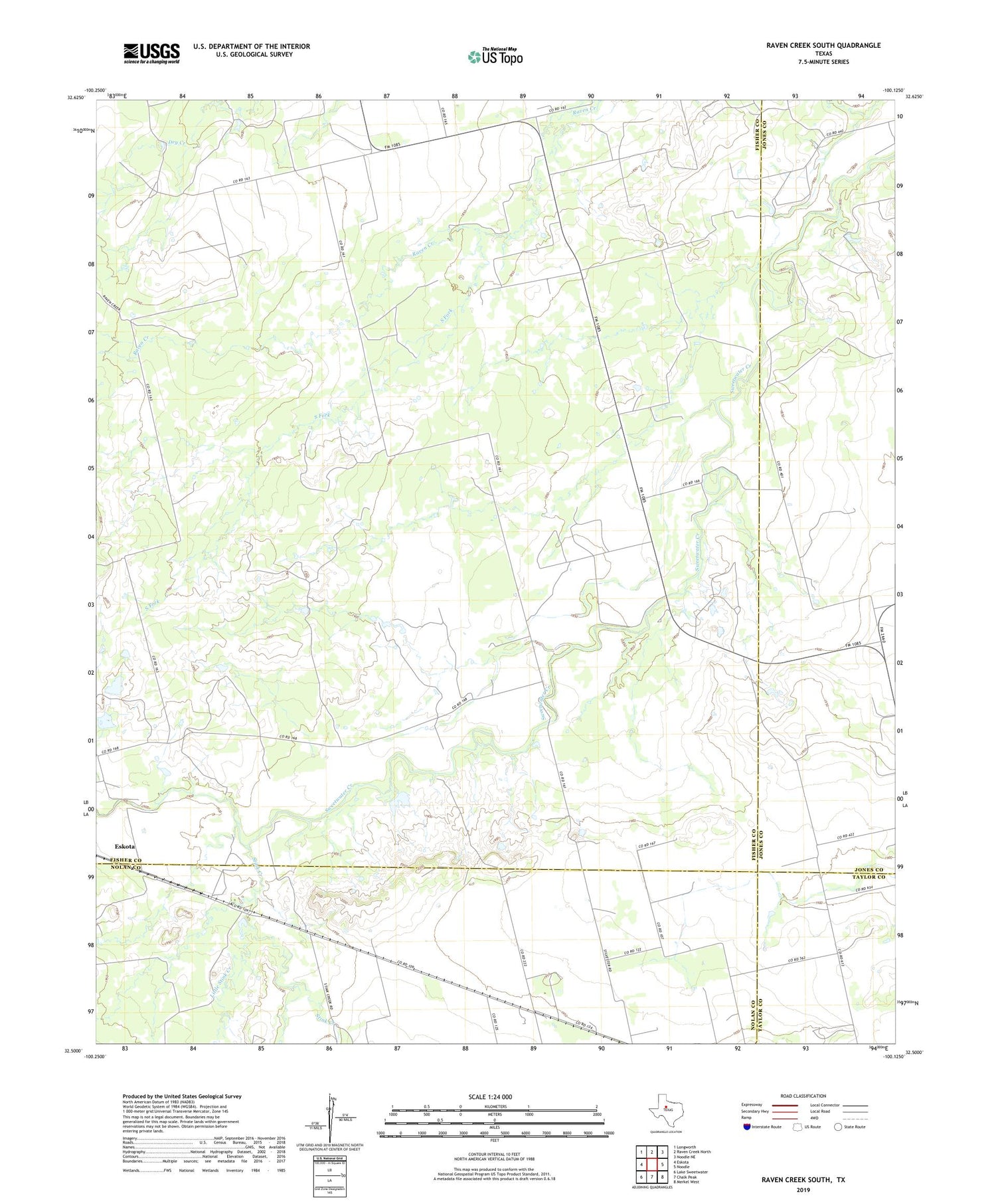 Raven Creek South Texas US Topo Map Image