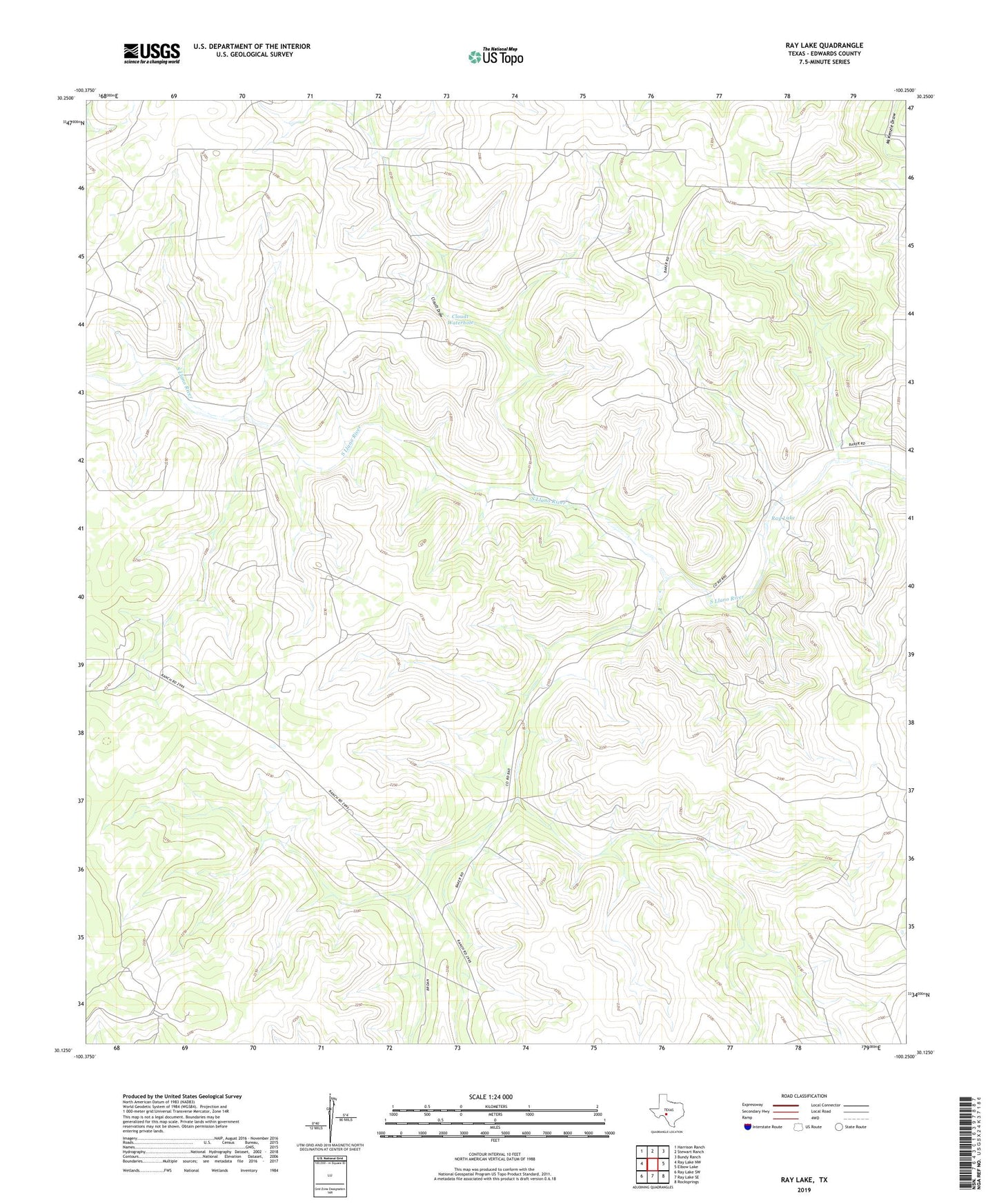 Ray Lake Texas US Topo Map Image
