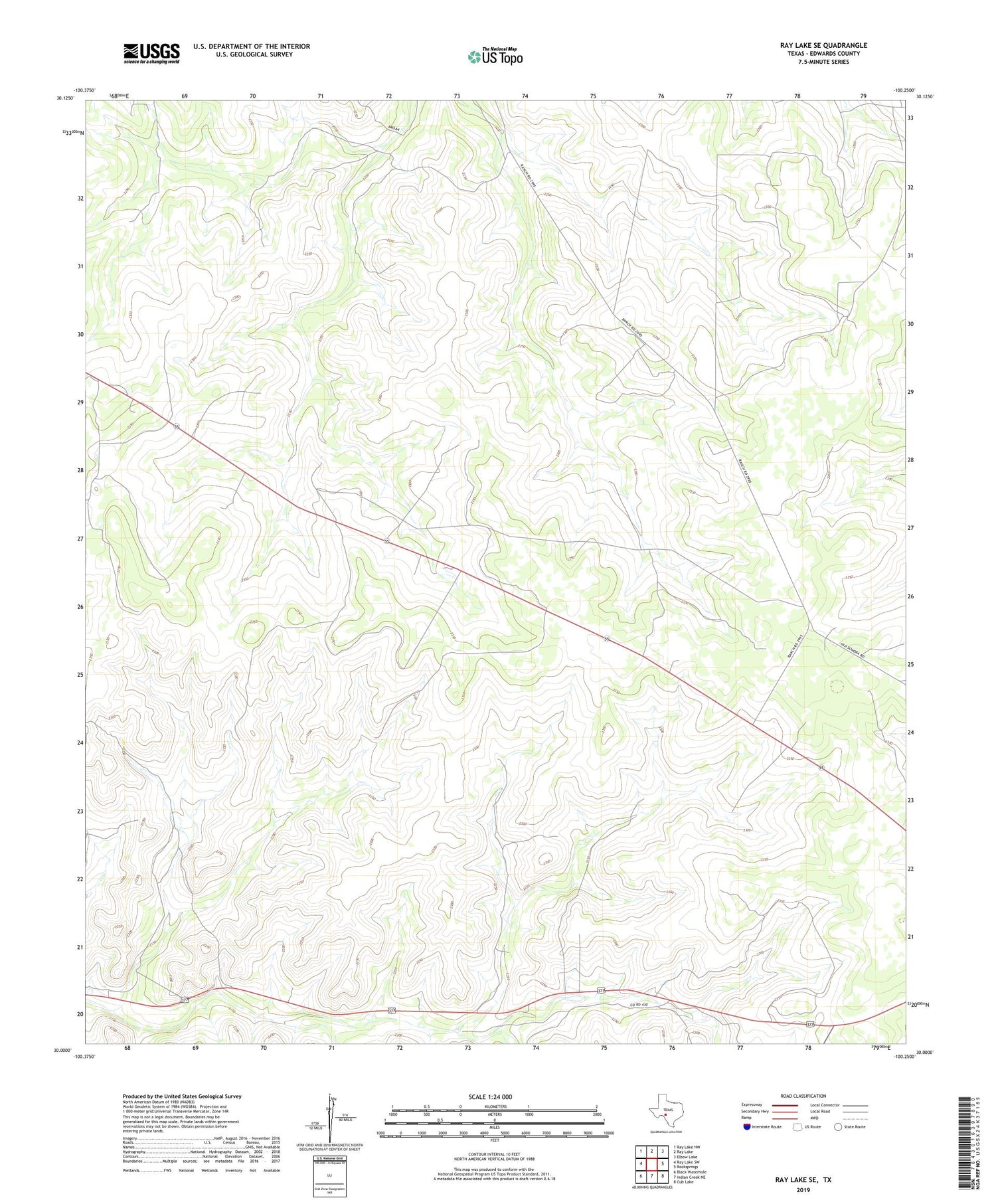 Ray Lake SE Texas US Topo Map Image