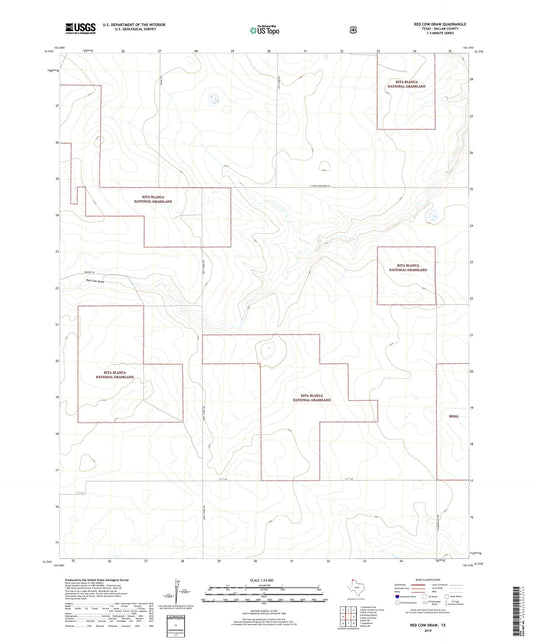 Red Cow Draw Texas US Topo Map Image