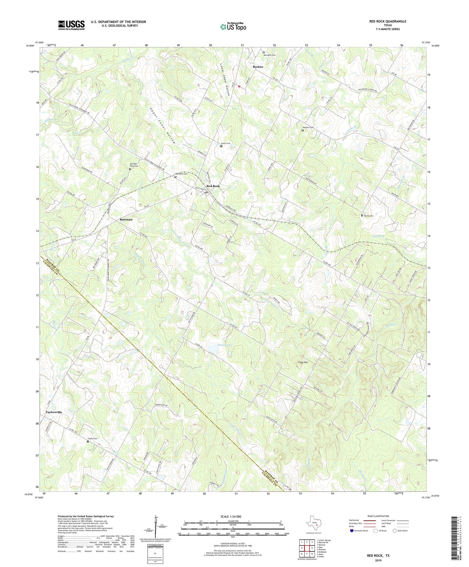 Red Rock Texas US Topo Map Image