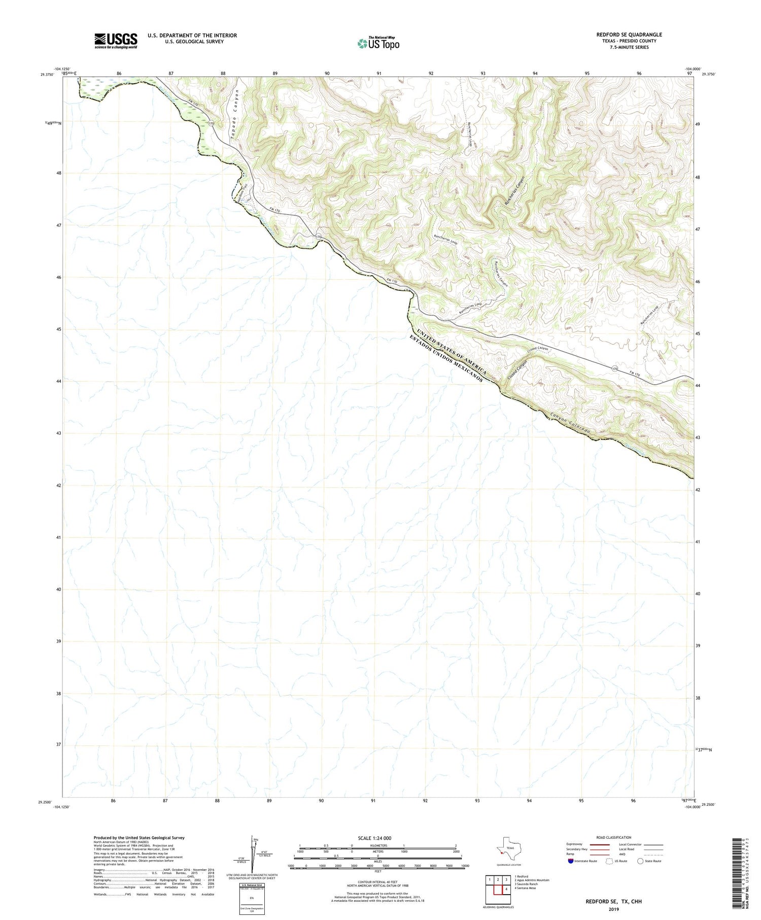 Redford SE Texas US Topo Map Image