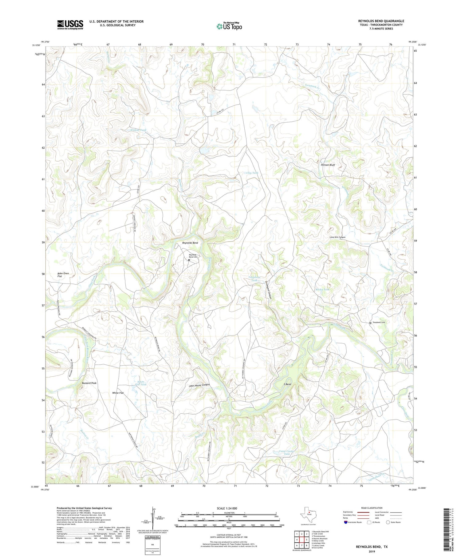 Reynolds Bend Texas US Topo Map Image