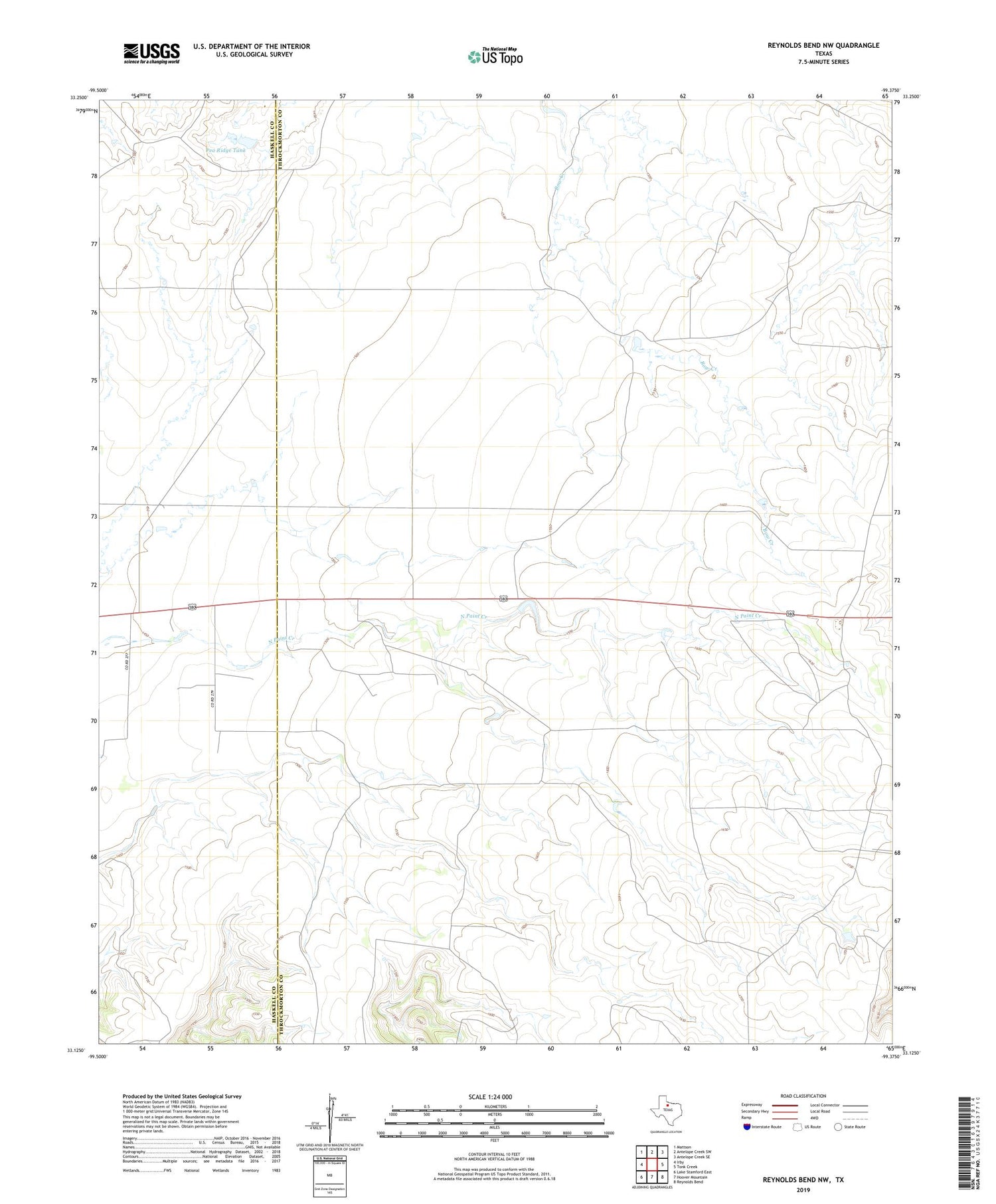 Reynolds Bend NW Texas US Topo Map Image