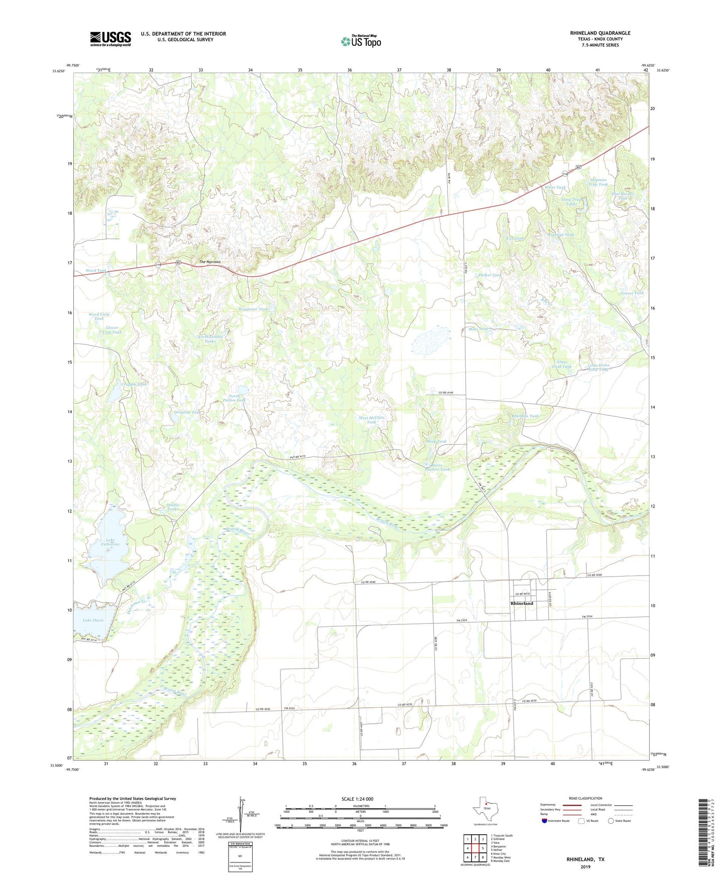 Rhineland Texas US Topo Map Image