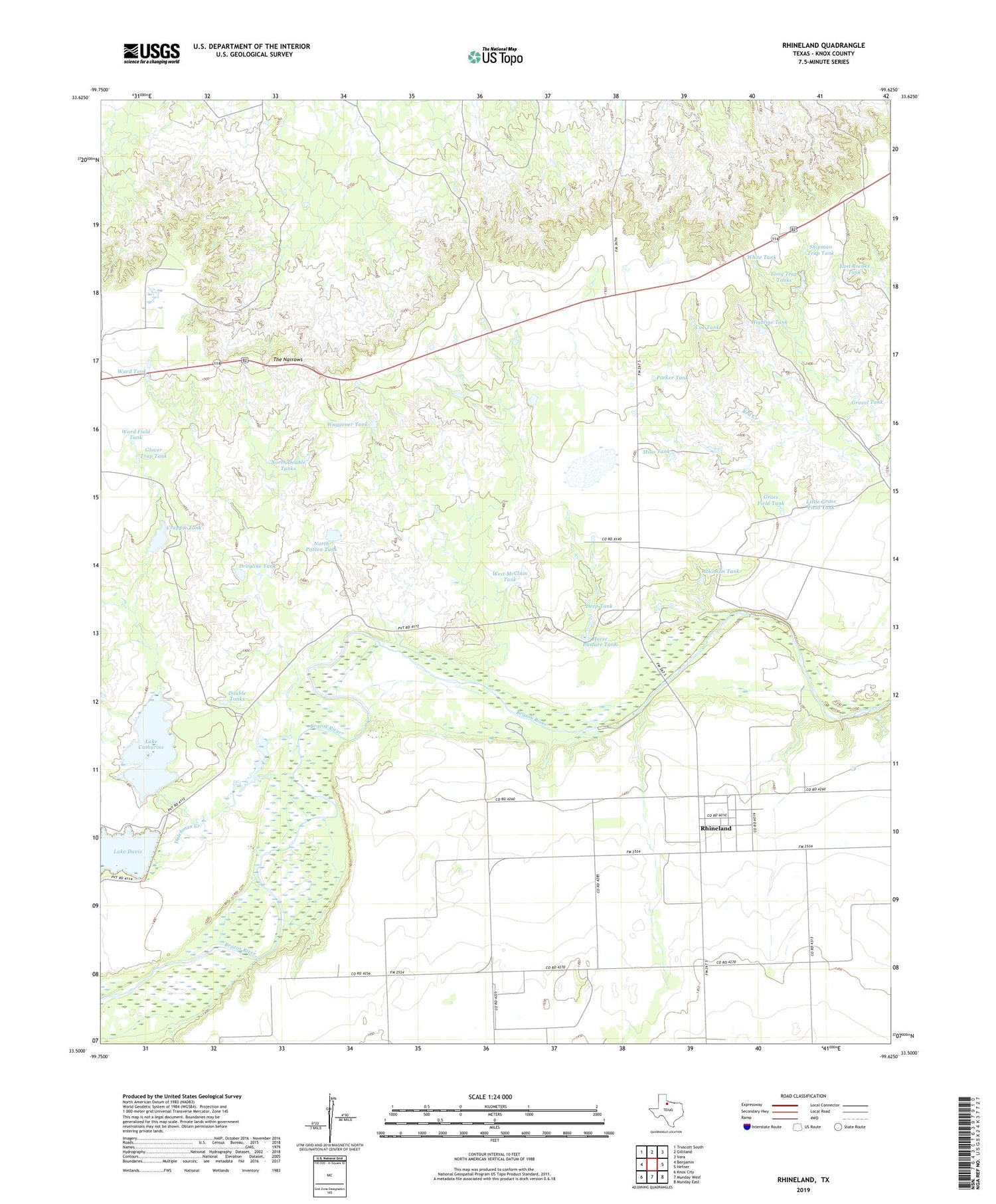Rhineland Texas US Topo Map Image