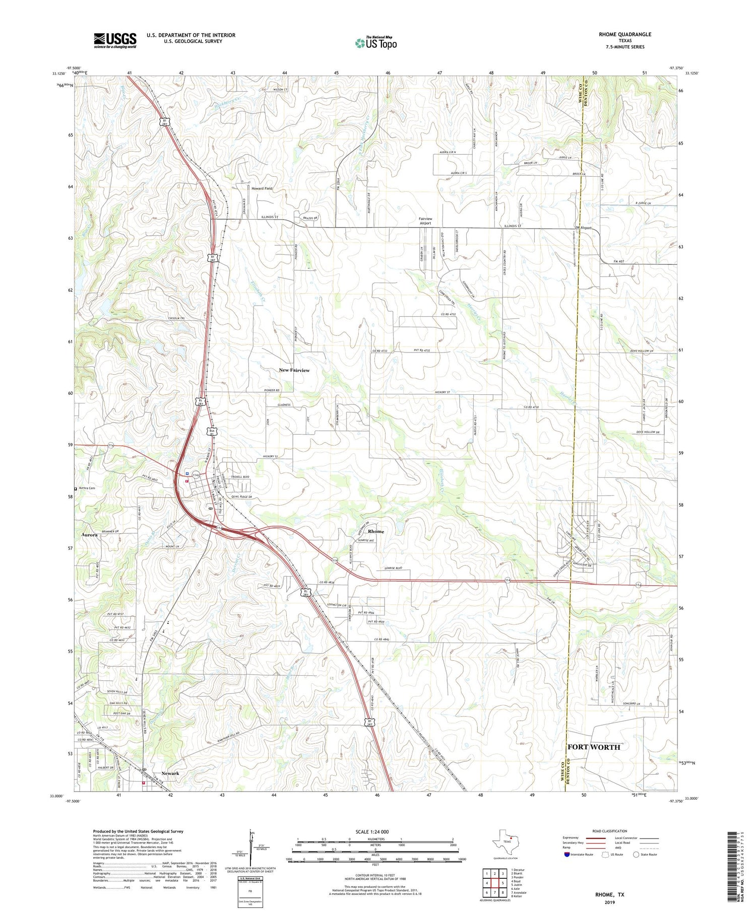 Rhome Texas US Topo Map Image